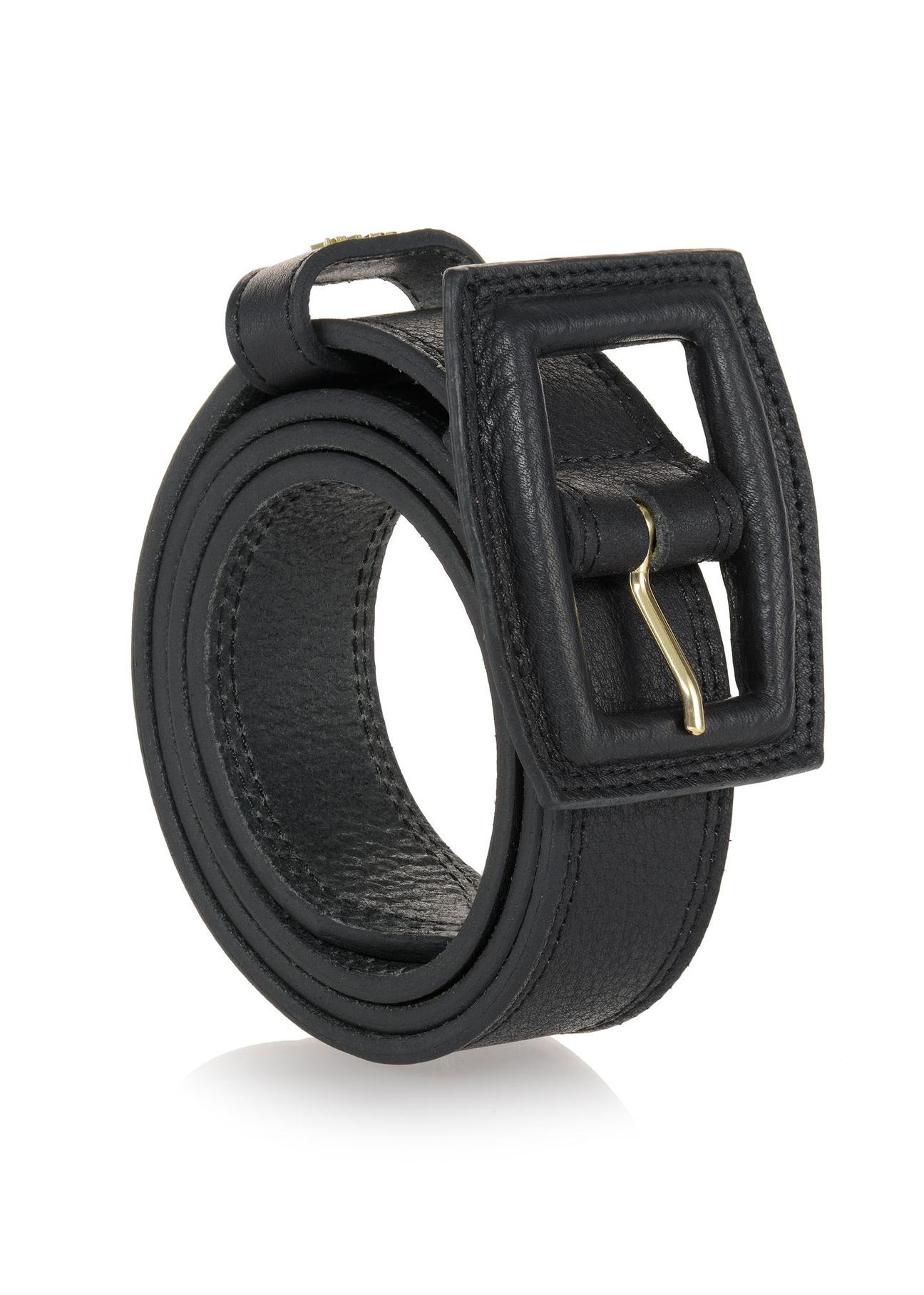 Black leather women's belt PASDS-0272-99(W23)-02