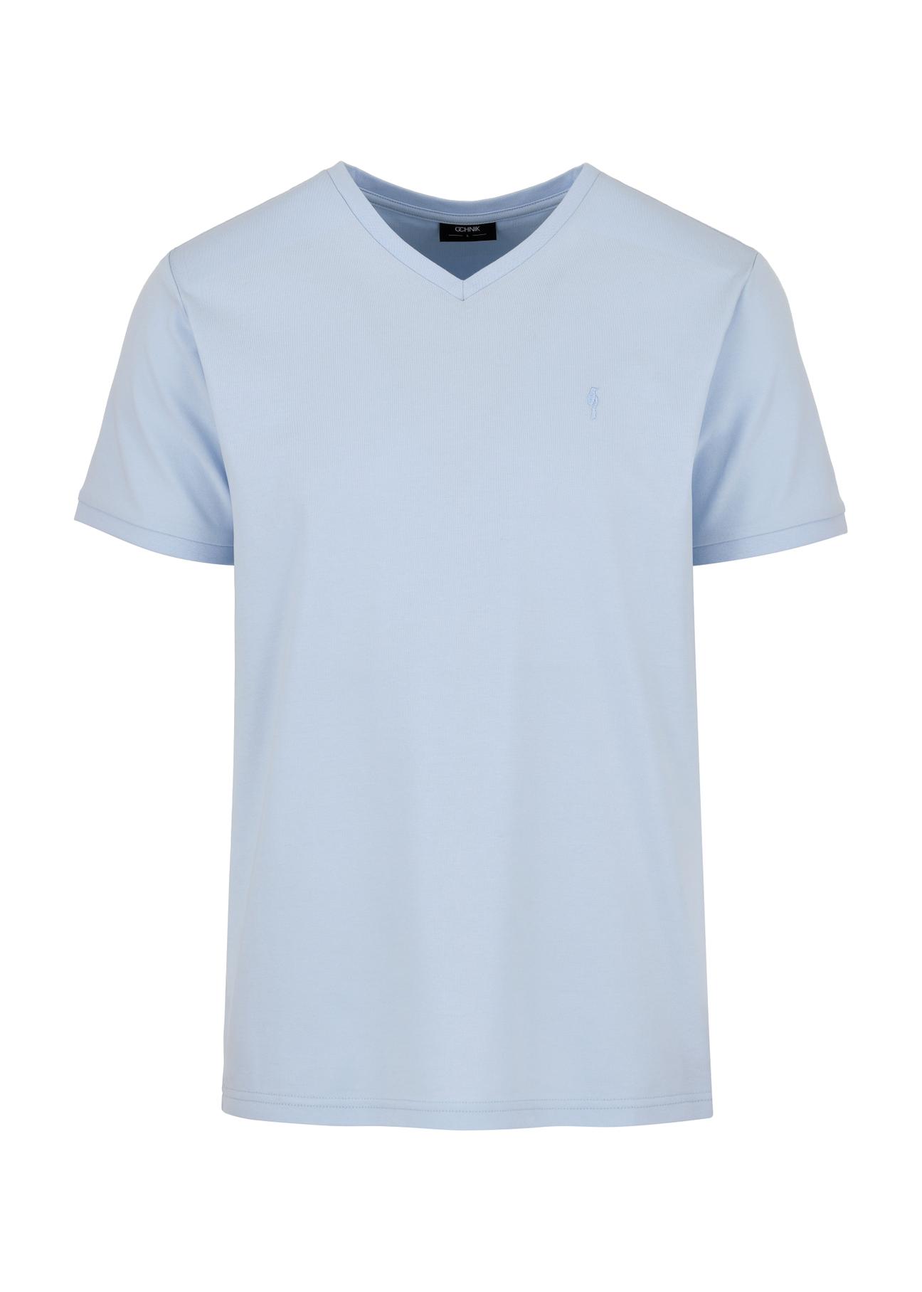 Blue basic T-shirt for men with logo TSHMT-0088-62(W24)-03