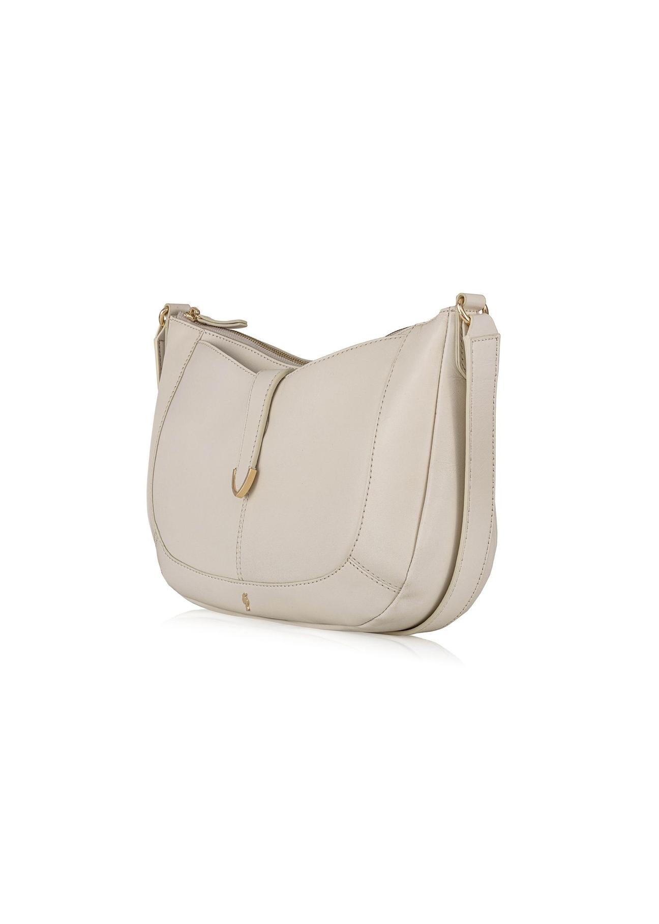 Beige leather women's hobo bag TORES-1041O-81(Z24)-02