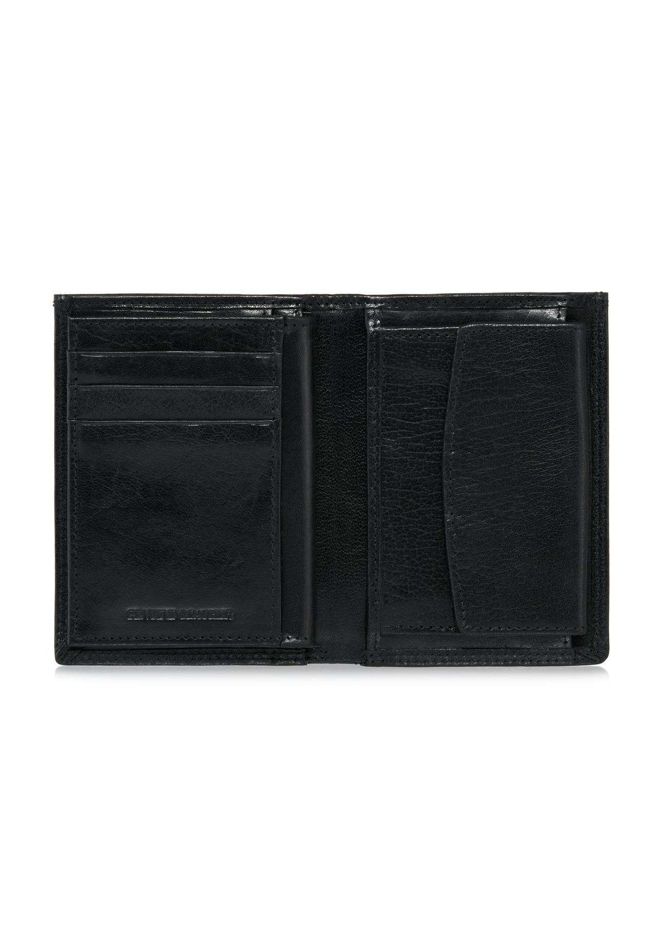 Men's leather unbuttoned black wallet PORMS-0554-99(W24)-04