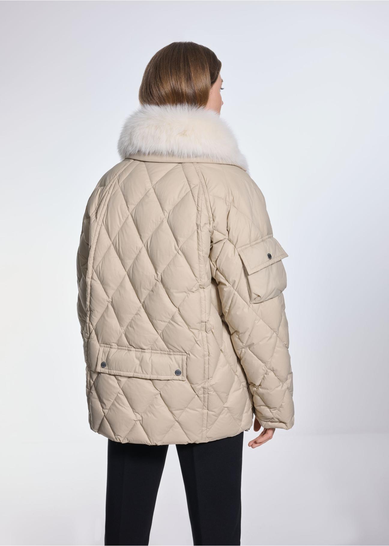 Beige women's winter quilted jacket KURDT-0516-81(Z24)-05