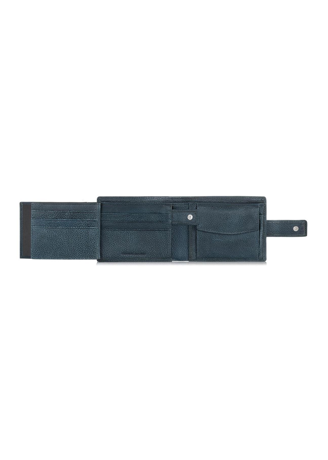 Men's navy blue leather wallet PORMS-0518-69(W23)-06