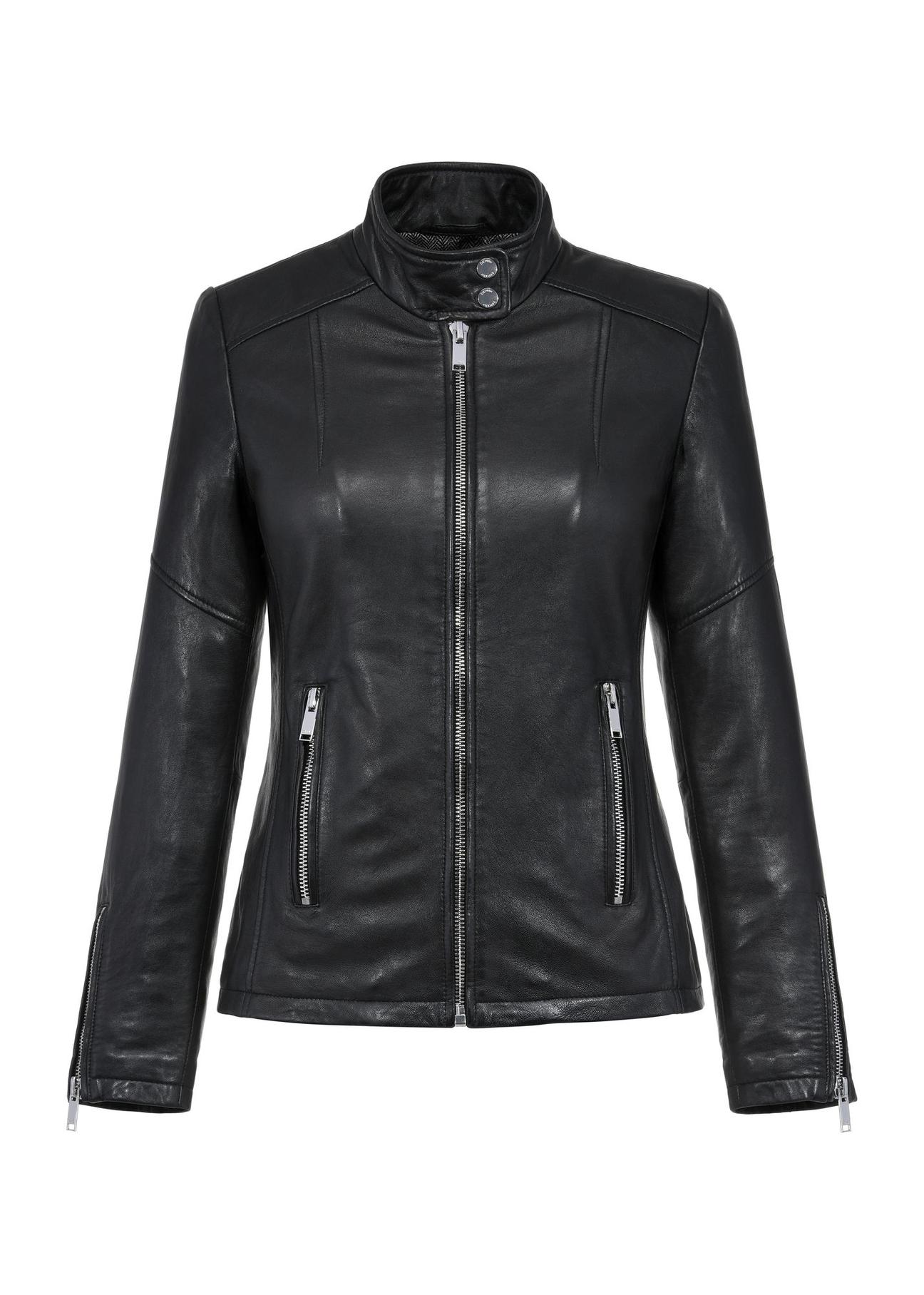 Women's black leather jacket KURDS-0385-5471(Z24)-04