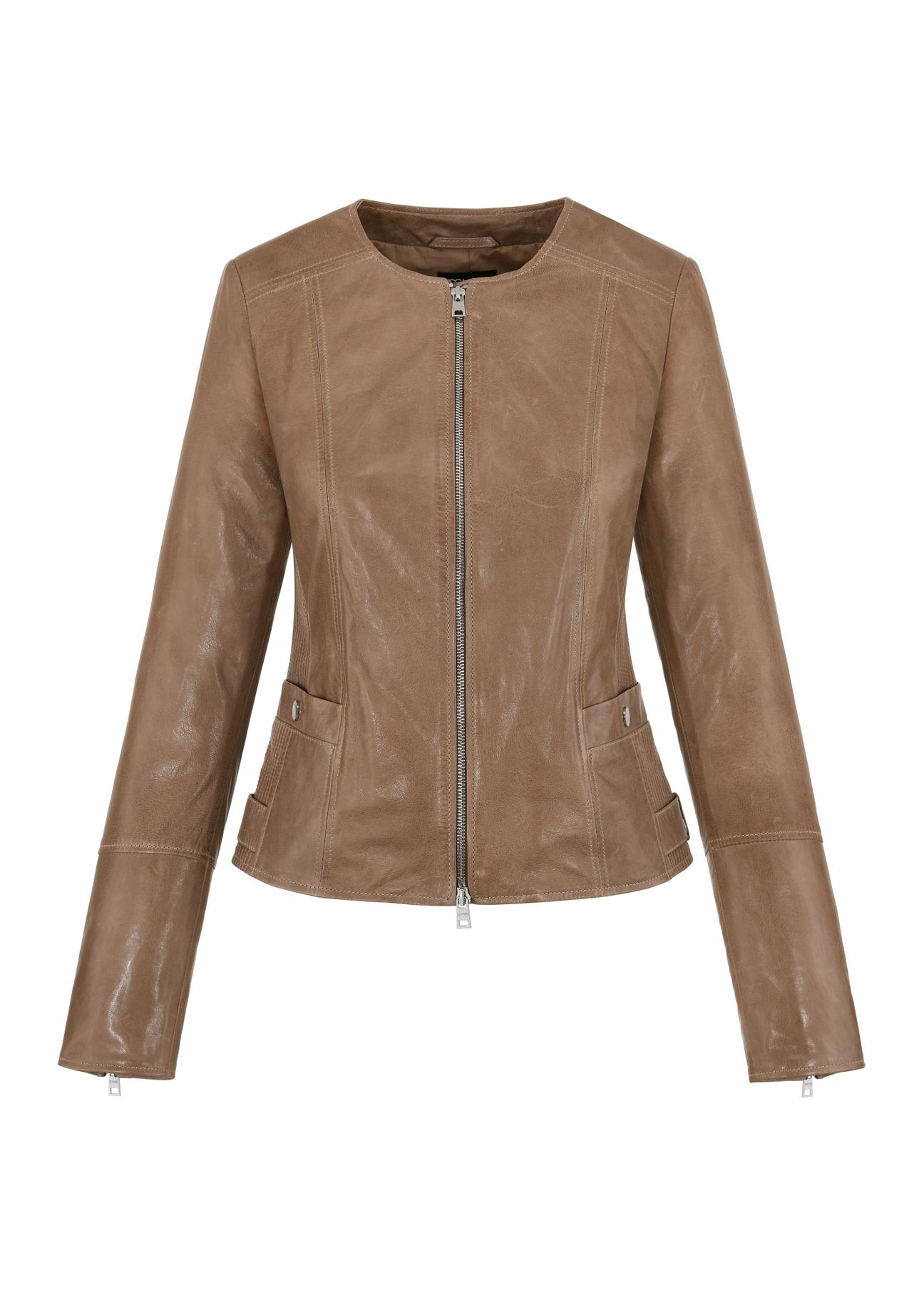 Cocoa leather jacket for women KURDS-0478-1346(W24)-03