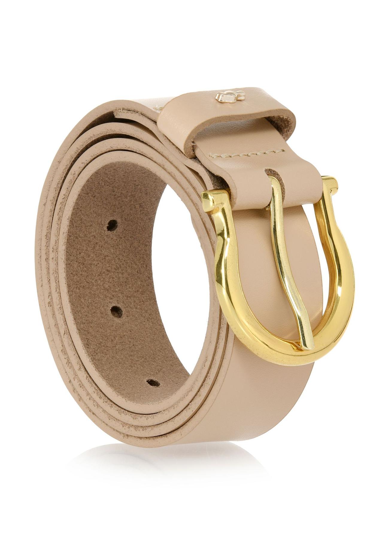 Beige leather women's belt PASDS-0274A-81(W24)-02