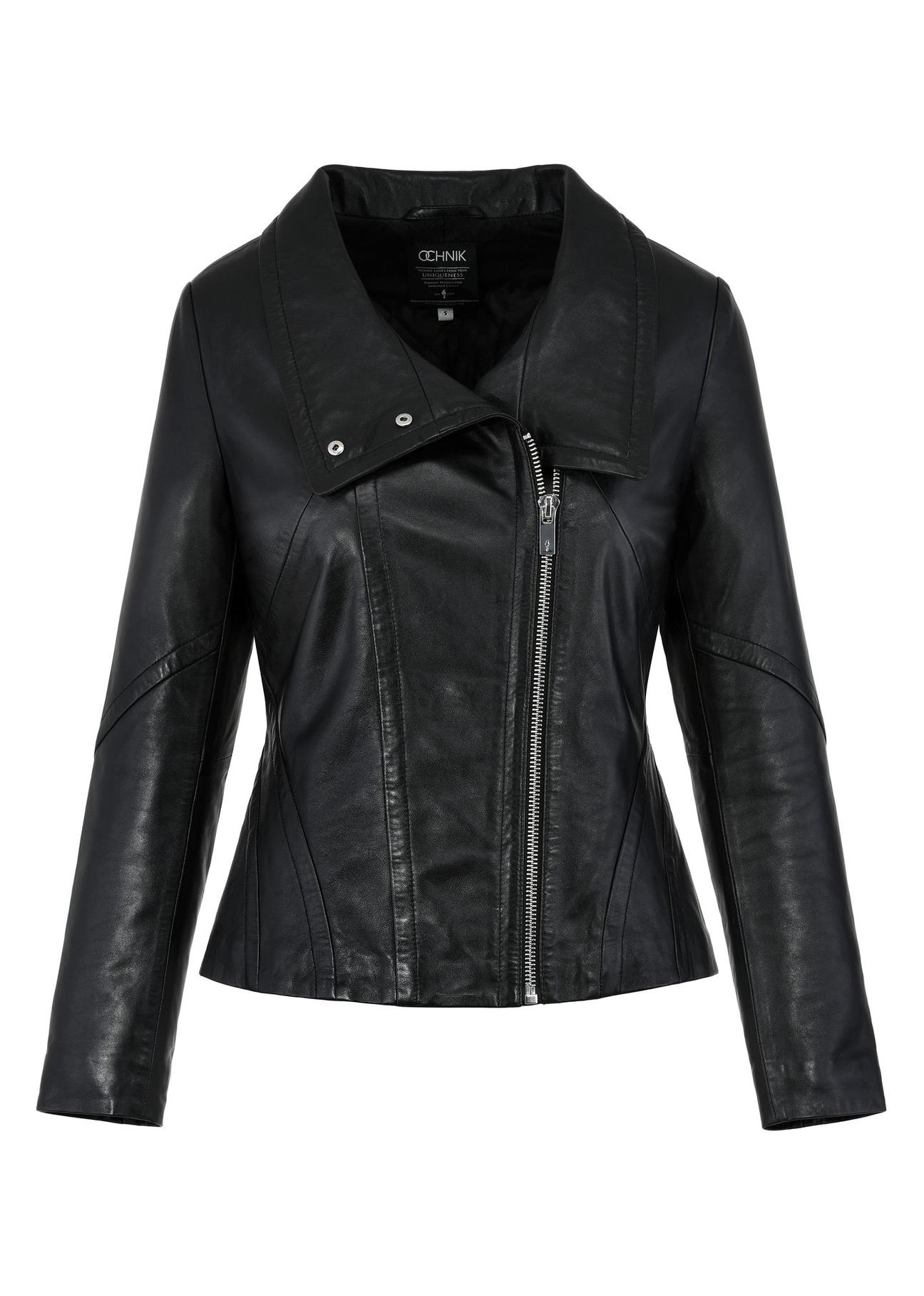 Women's leather jacket in black color KURDS-0501-5491(Z24)-05