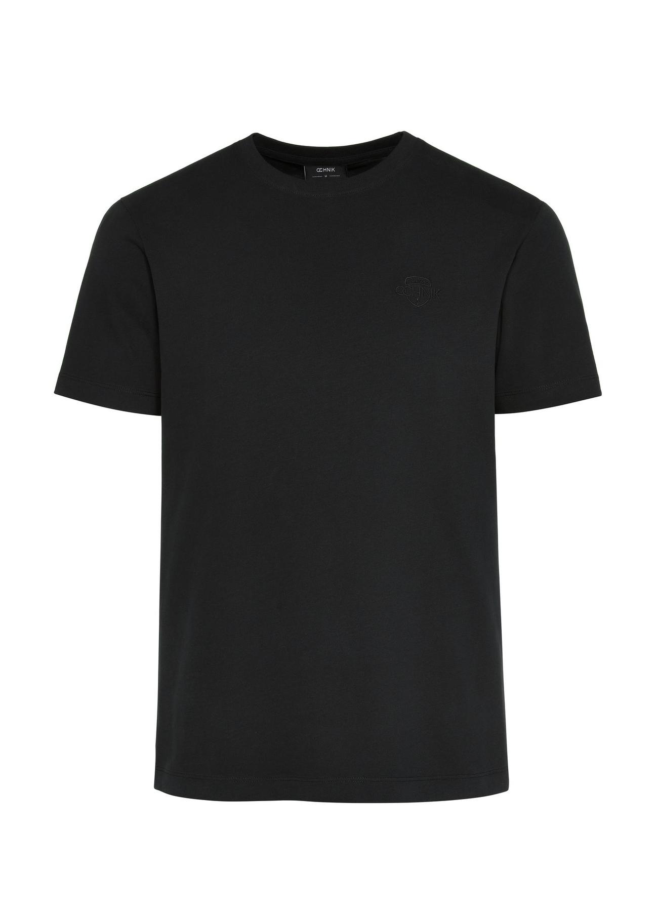 Black basic men's T-shirt with logo TSHMT-0113-99(Z24)-01