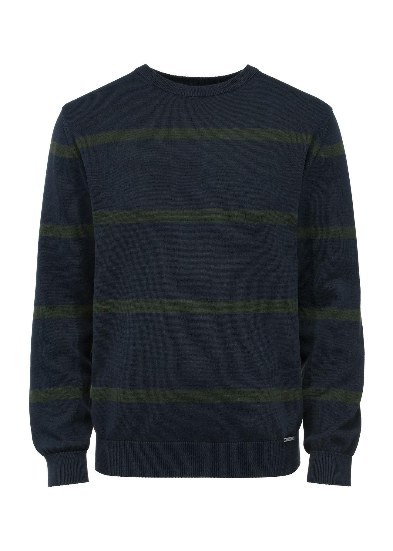 Navy blue men's striped sweater SWEMT-0153-69(Z24)-01