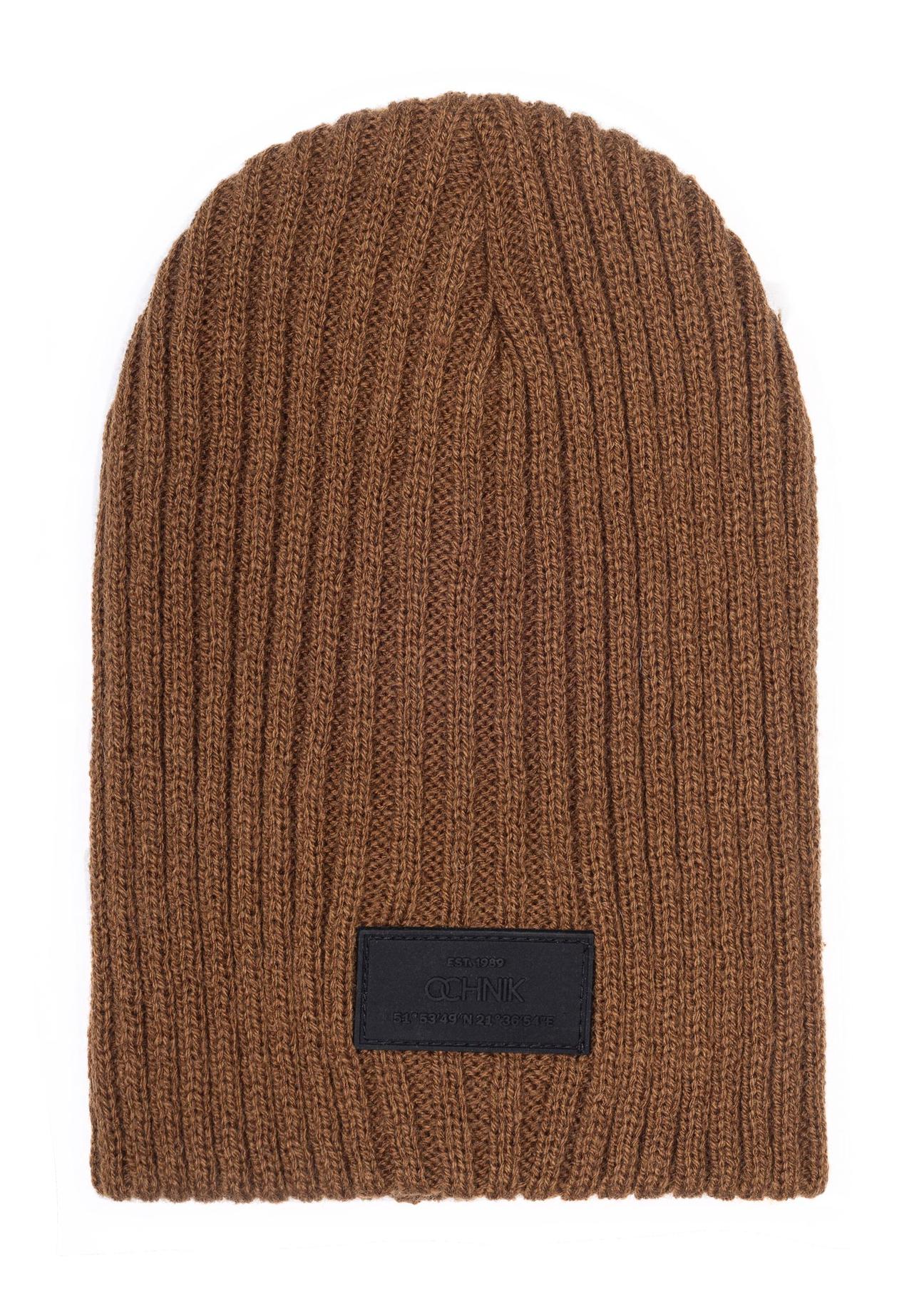 Brown men's winter hat CZAMT-0011-79(Z24)