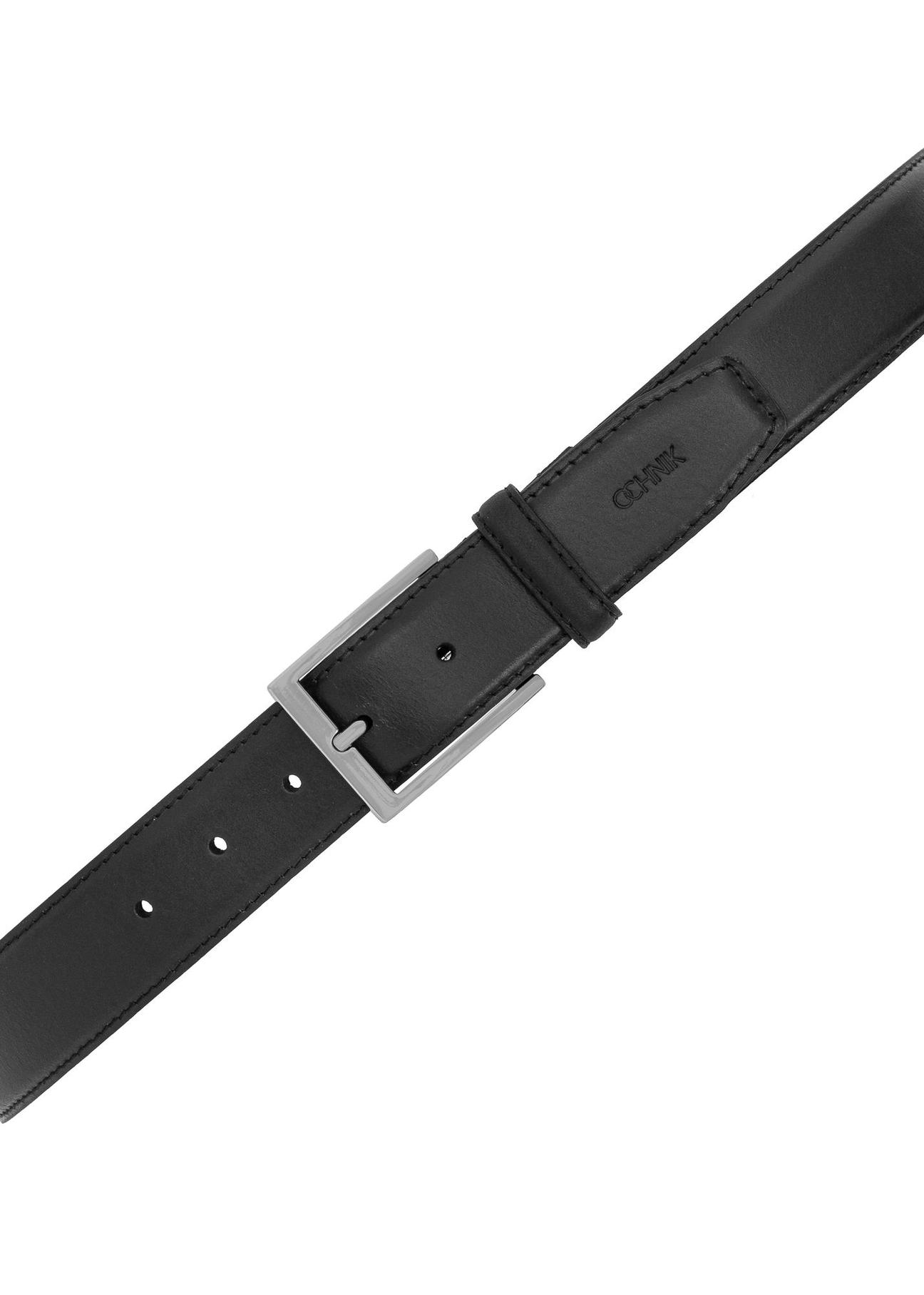 Leather black men's belt PASMS-0258-99(Z24)-04