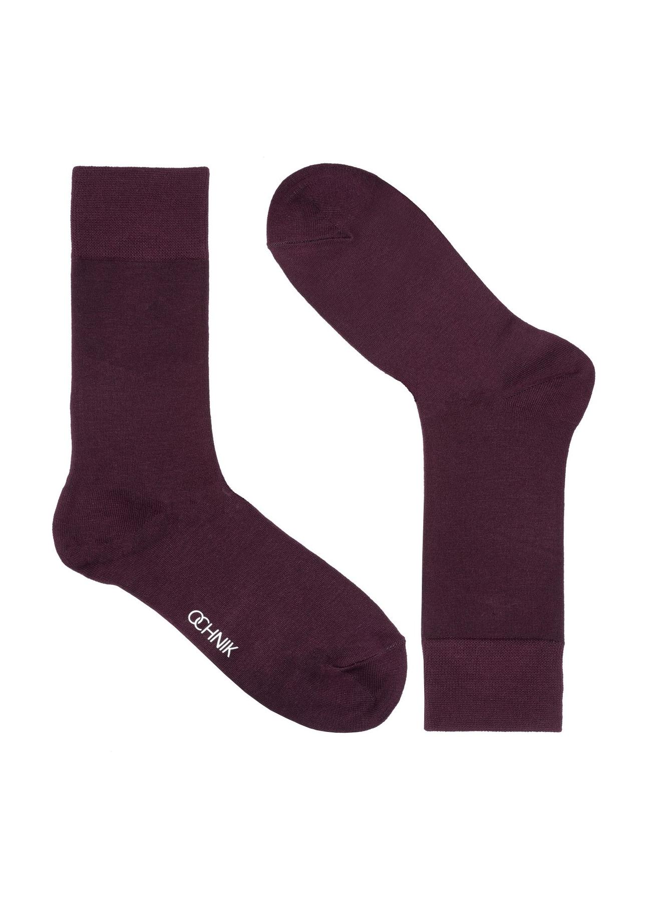 Long maroon men's socks SKAMT-0174-49(Z23)-01