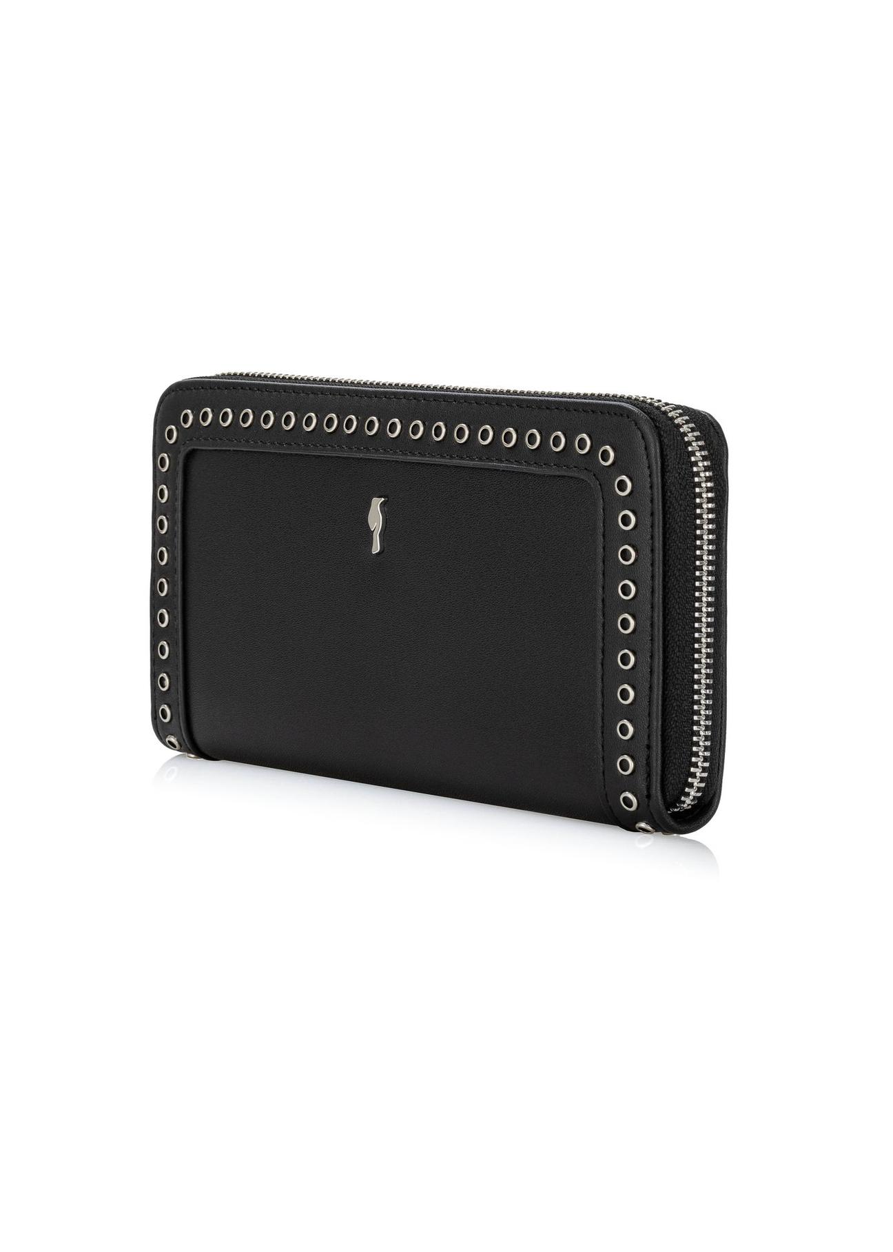 Black large women's wallet with rivets POREC-0383-99(W24)-03