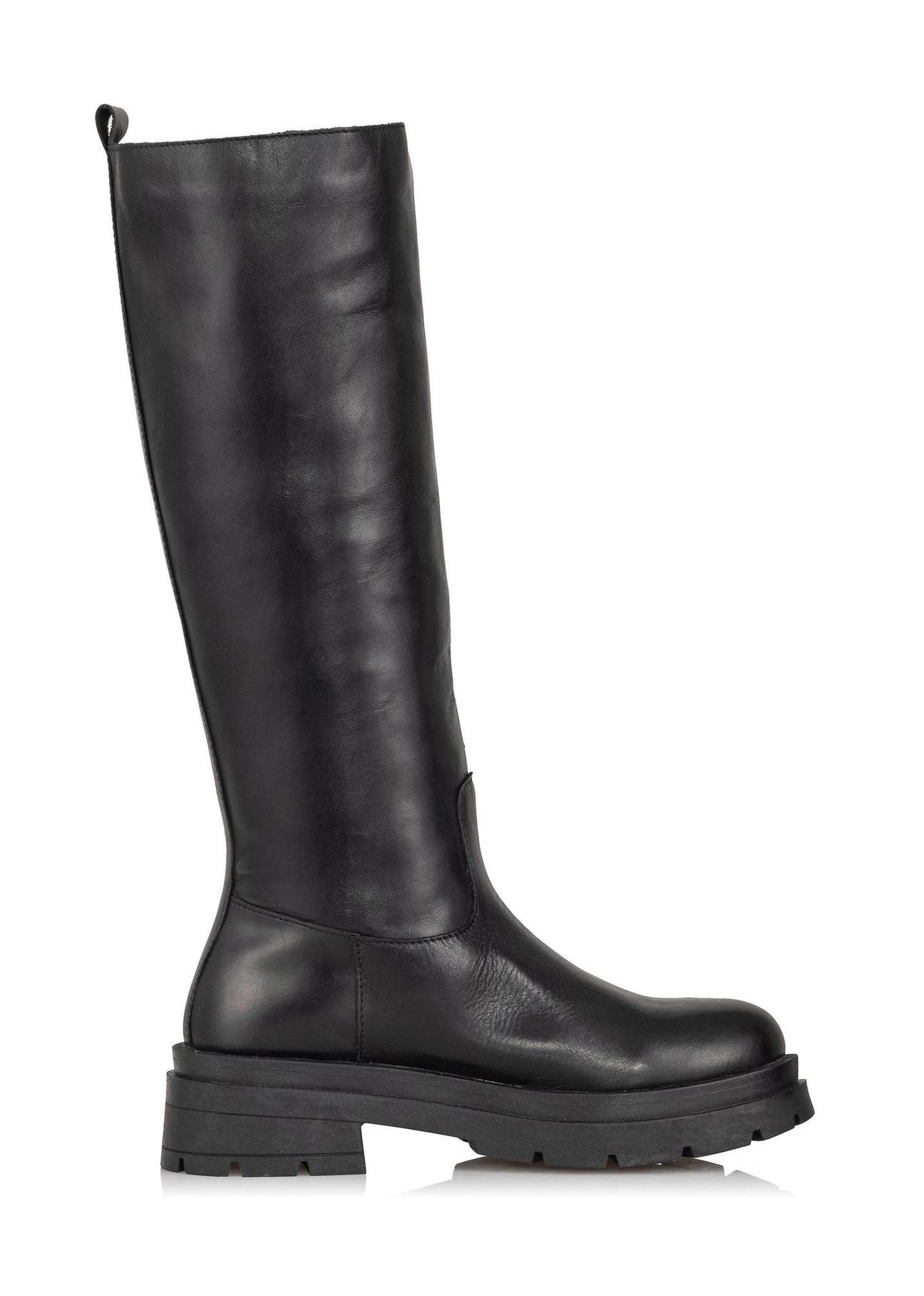 Women's black leather boots BUTYD-0935A-99(Z24)-01