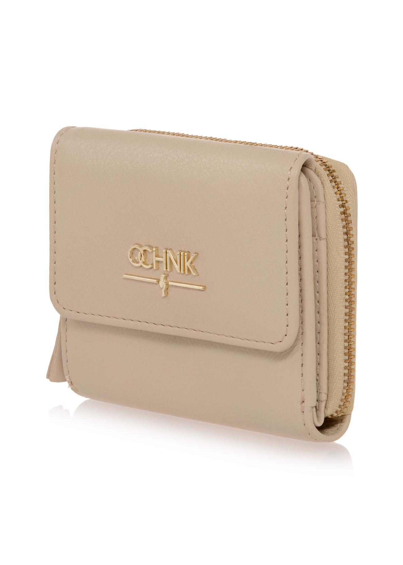 Women's small cream leather wallet PORES-0849A-81(W23)-03