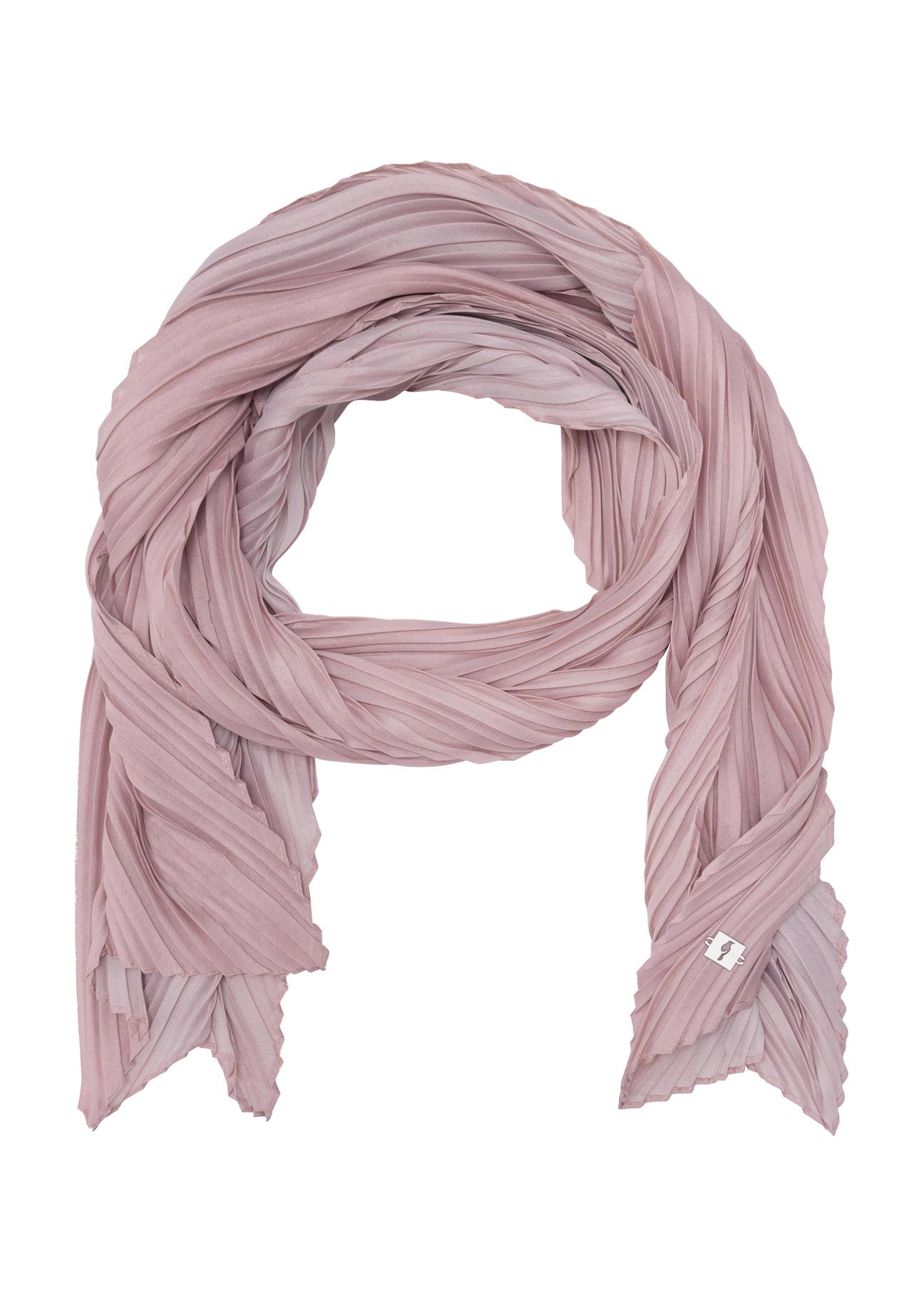 Pink women's scarf with crinkle SZADT-0157-34(W23)-04