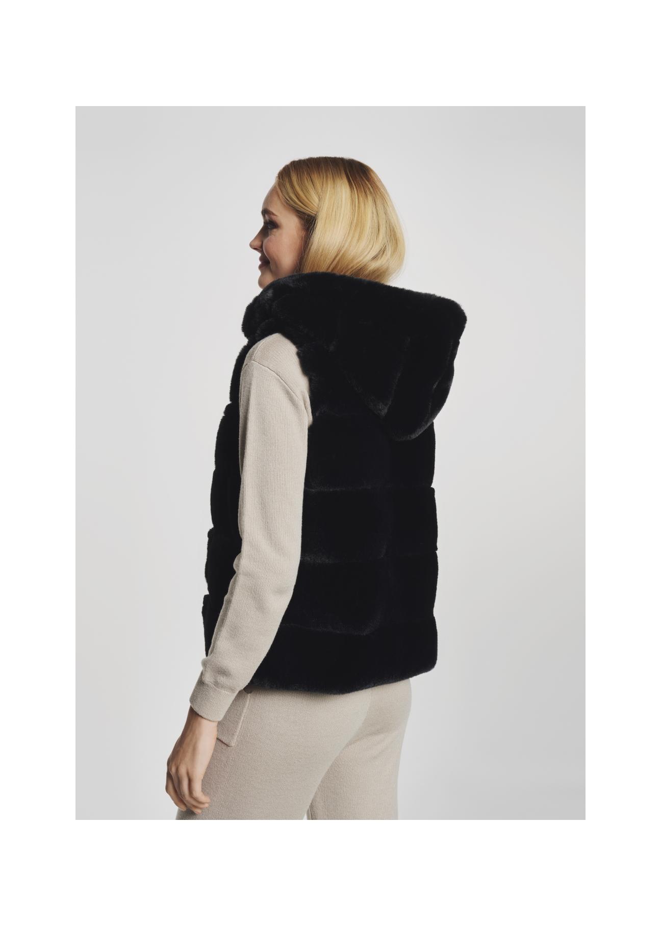 Black women's hooded vest KAMDT-0019-99(Z21)-02