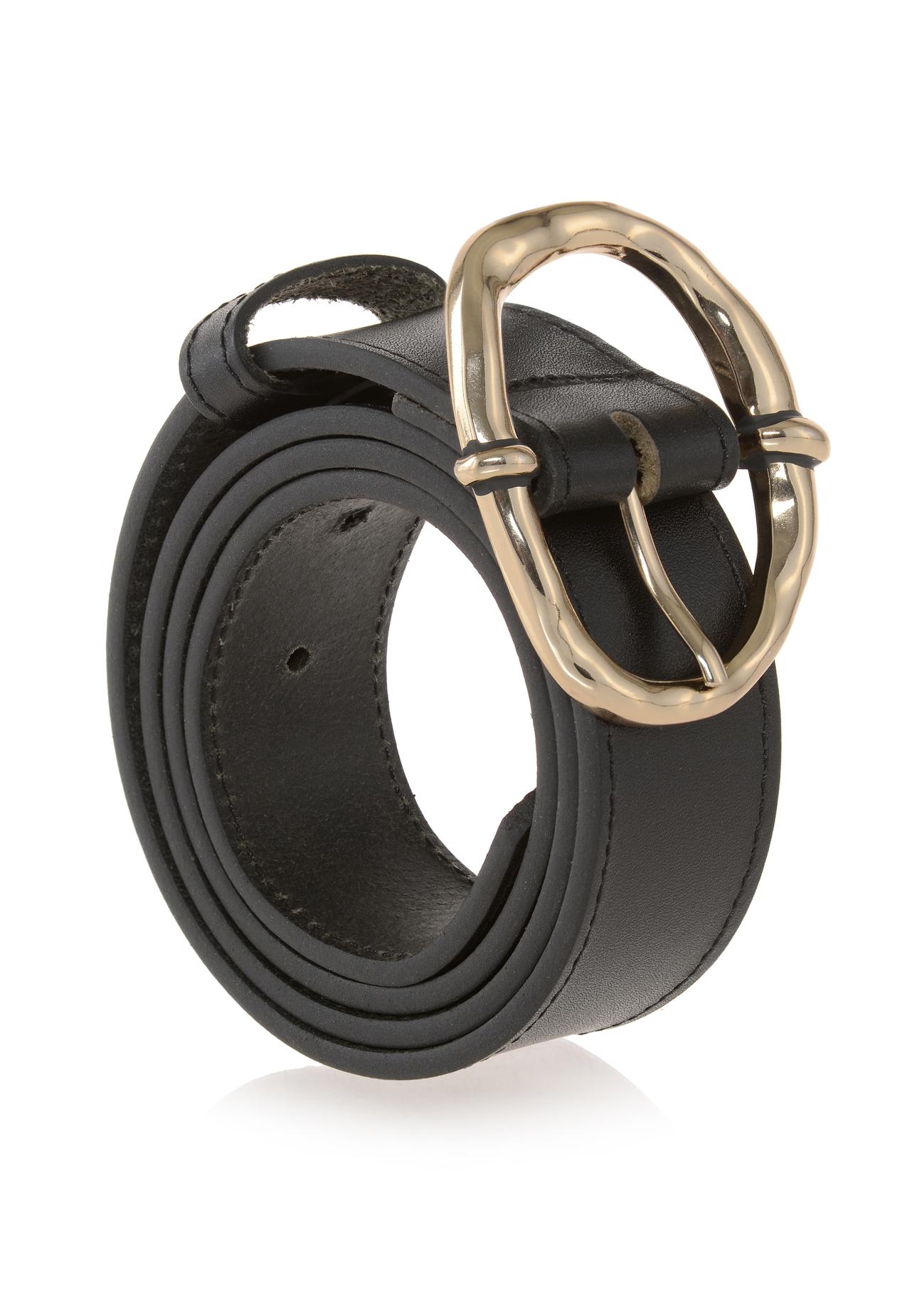 Women's black leather belt PASDS-0273-99(W23)-02