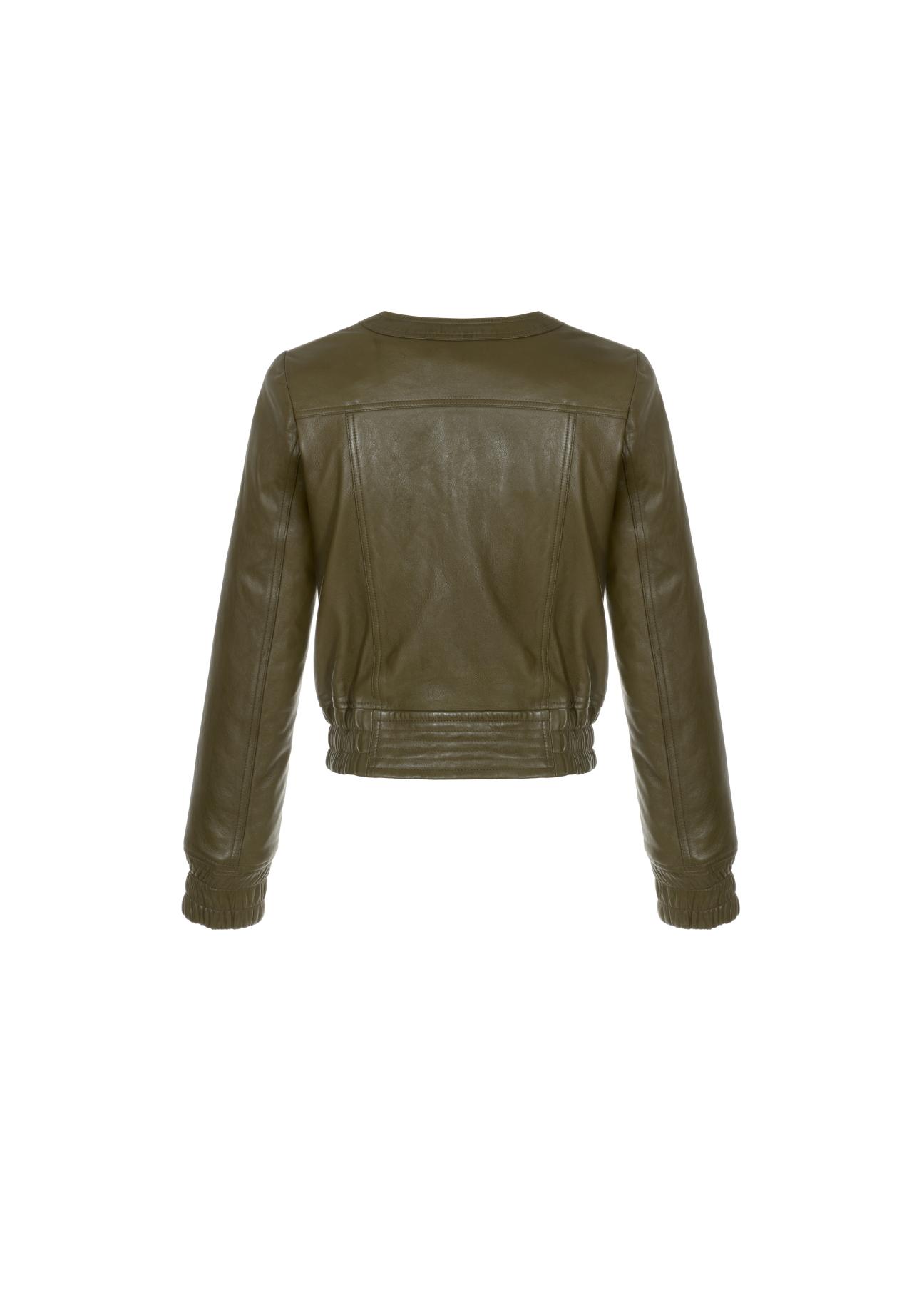 Women's leather jacket in khaki color KURDS-0342-1213(W22)-04