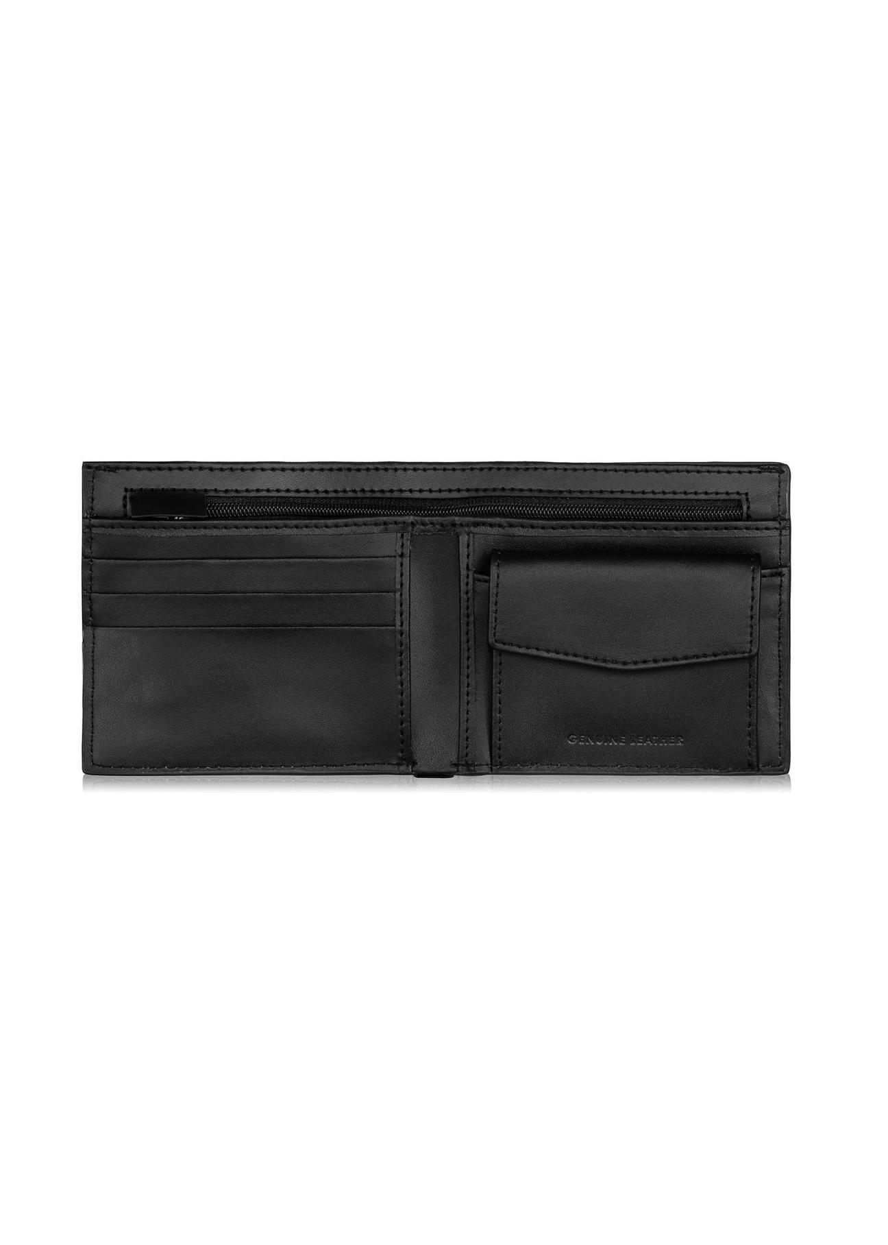 Men's black leather wallet with monogram PORMS-0603-98(Z23)-04