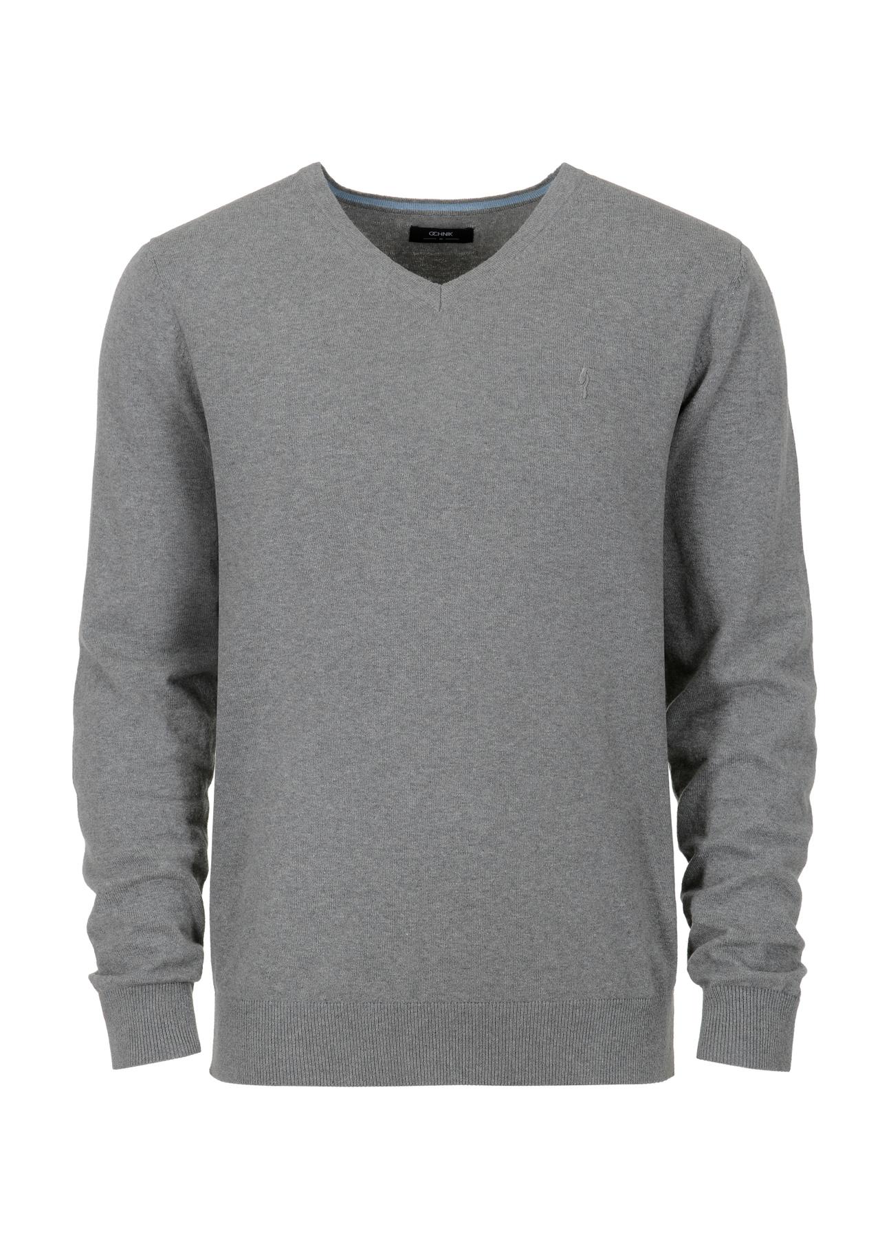 Grey men's heart-shaped sweater SWEMT-0136-91(Z23)-03