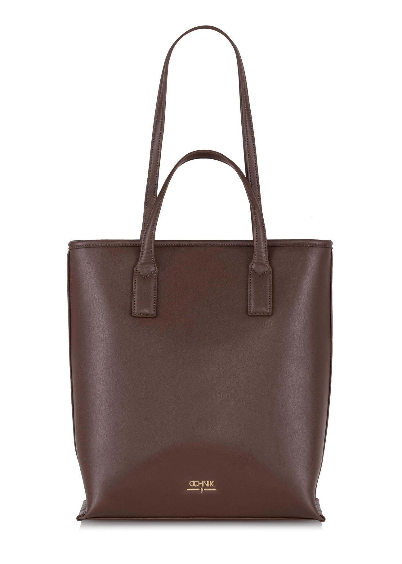 Brown women's shopper bag TOREC-0907-89(W24)-01