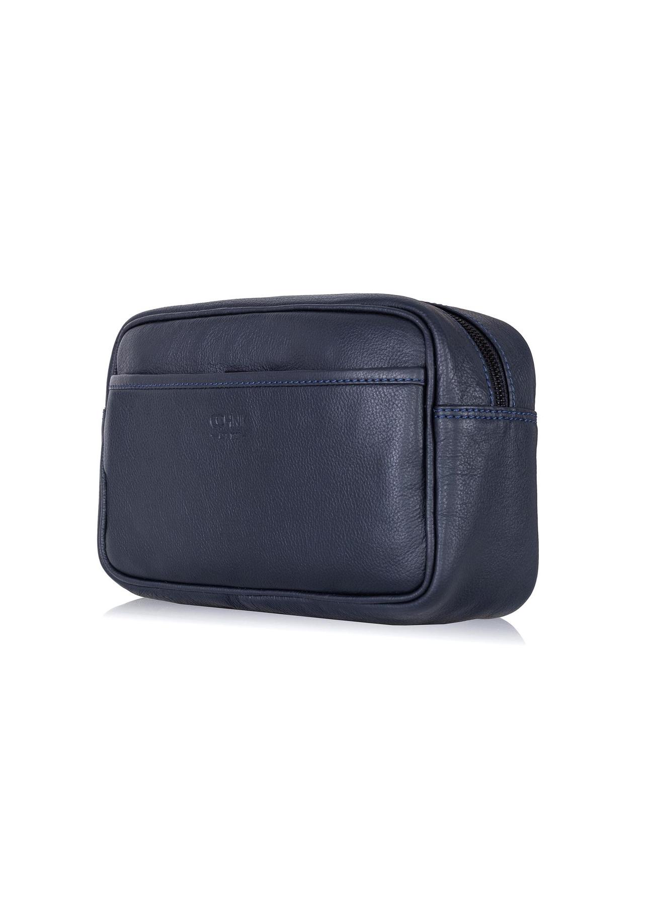 Men's navy blue leather cosmetic bag TORMS-0182A-69(W24)-02