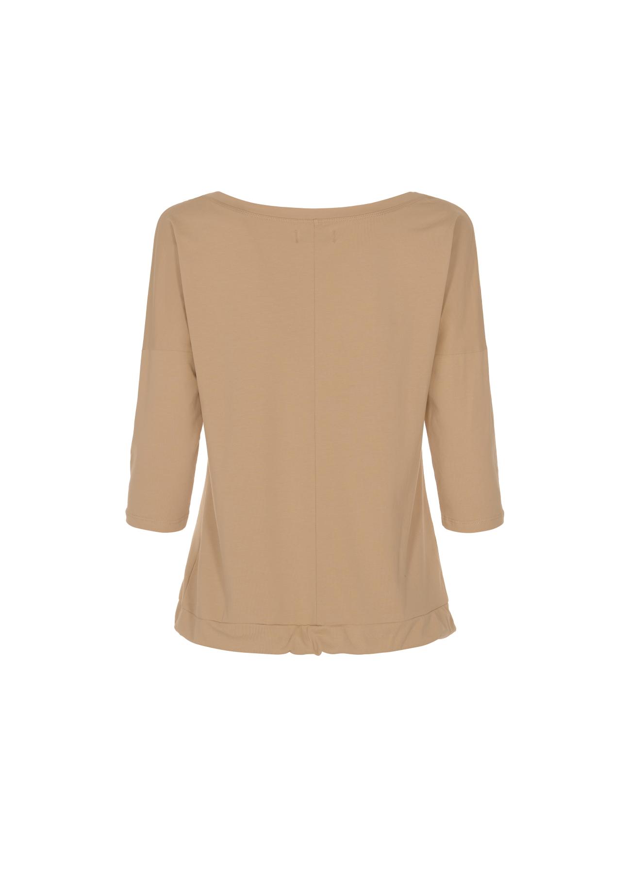 Beige women's blouse with logo OCHNIK BLUDT-0146-80(W22)-04