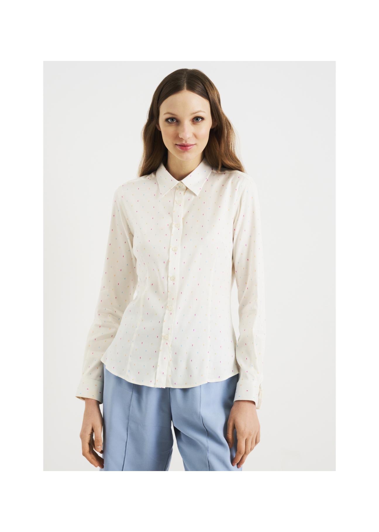 Women's white shirt in fine oriel KOSDT-0089-11(W22)-01