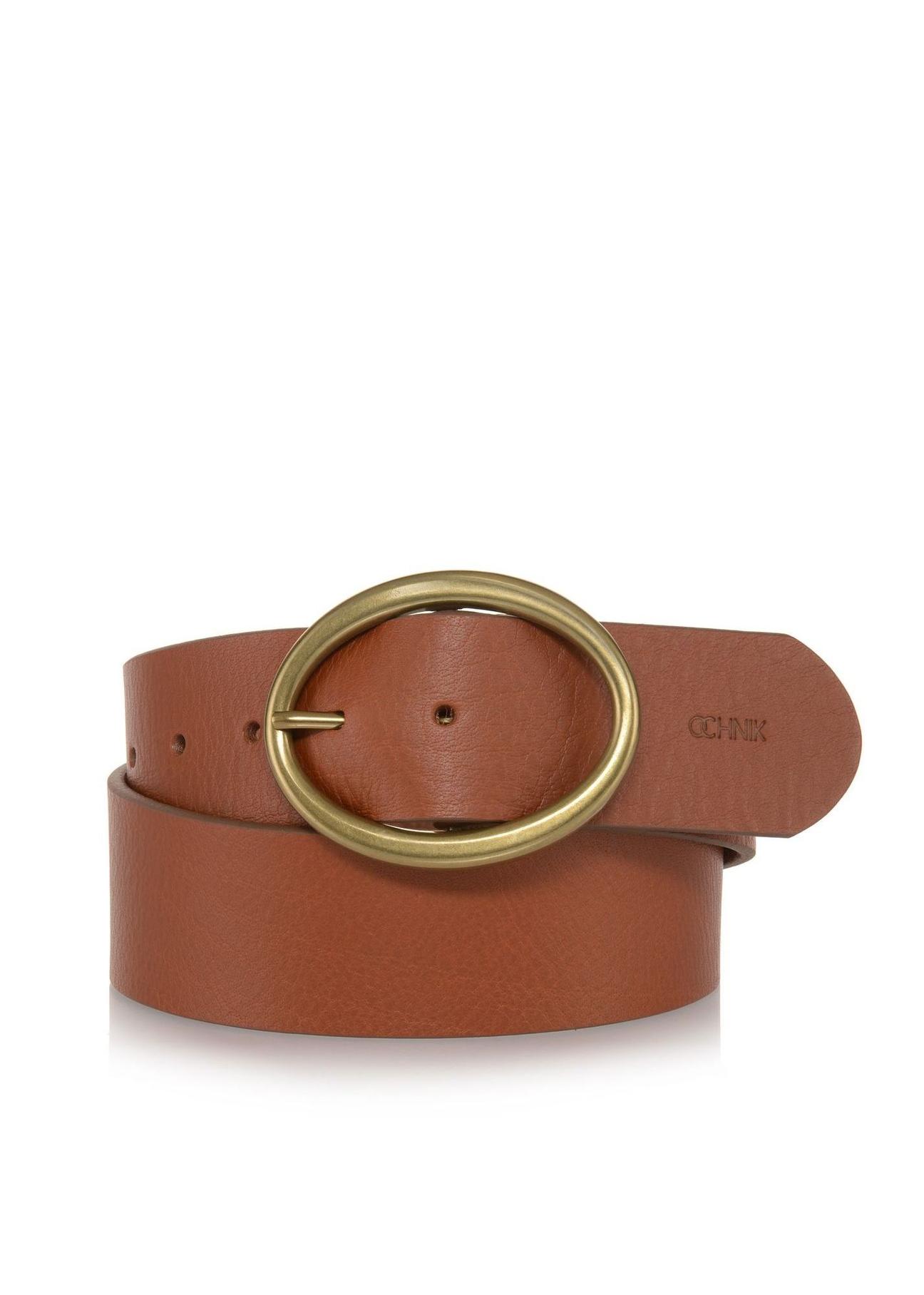 Brown leather women's belt PASDS-0264-89(W23)-01