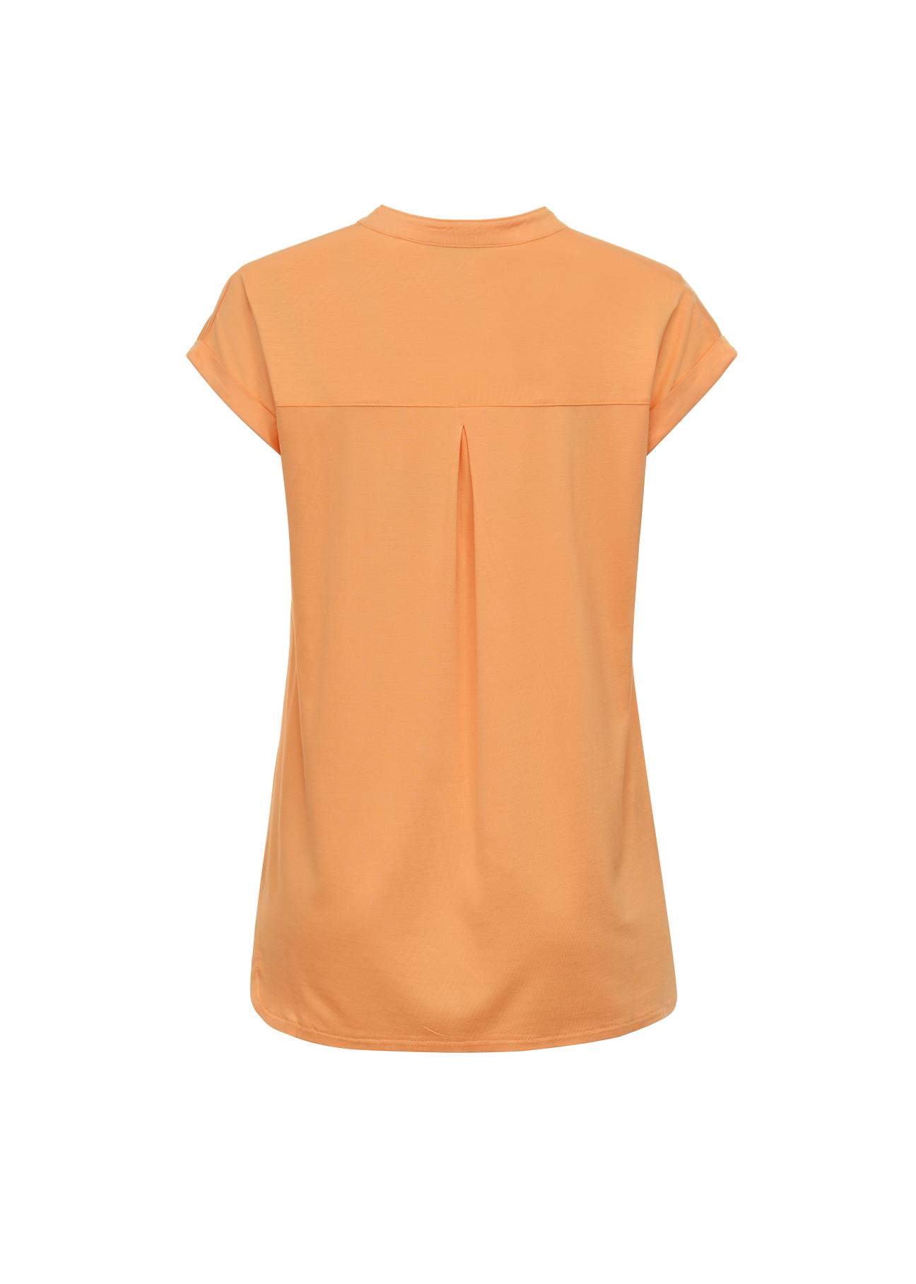 Orange women's V neck blouse BLUDT-0148-30(W22)-03