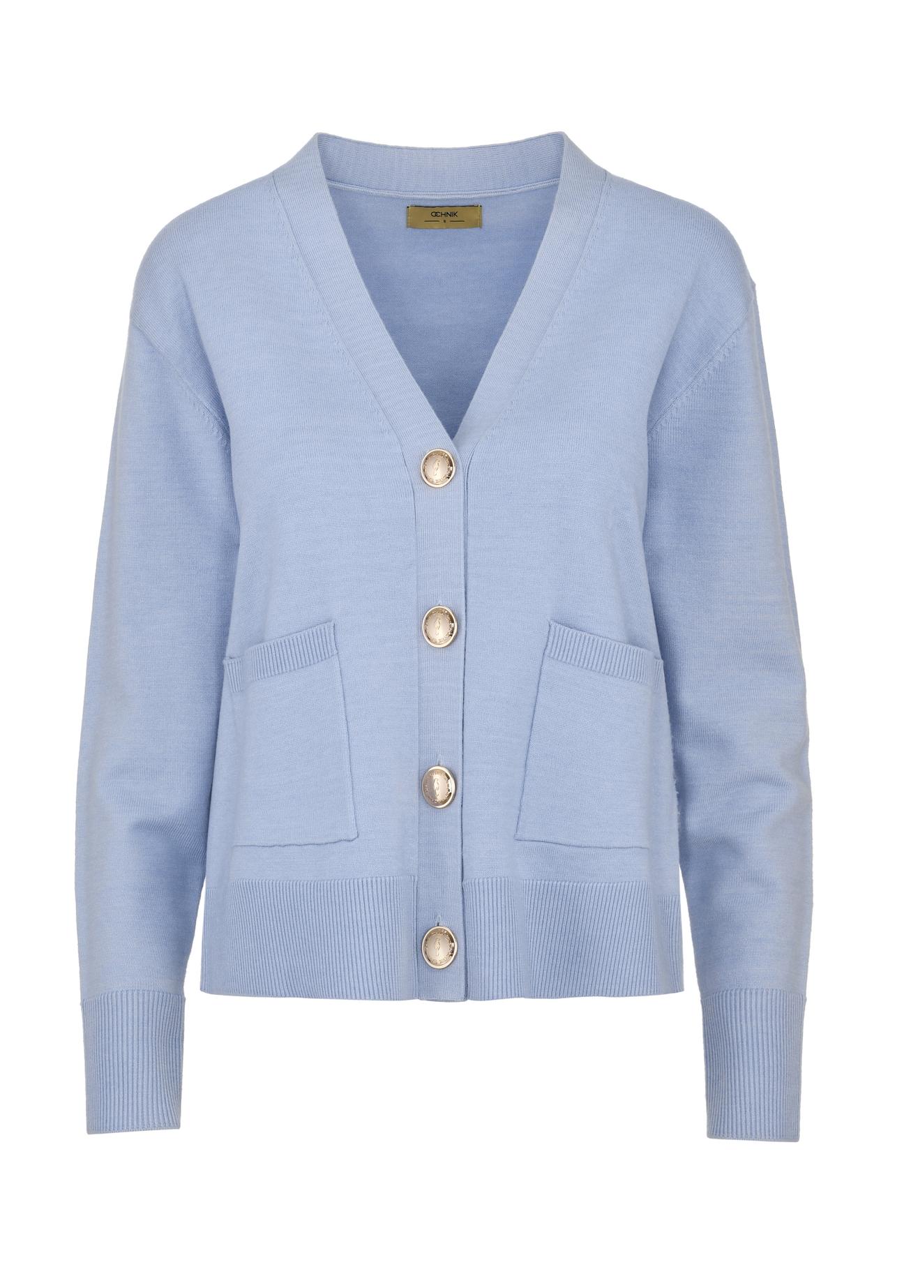 Blue women's cardigan KARDT-0040-62(W24)-04