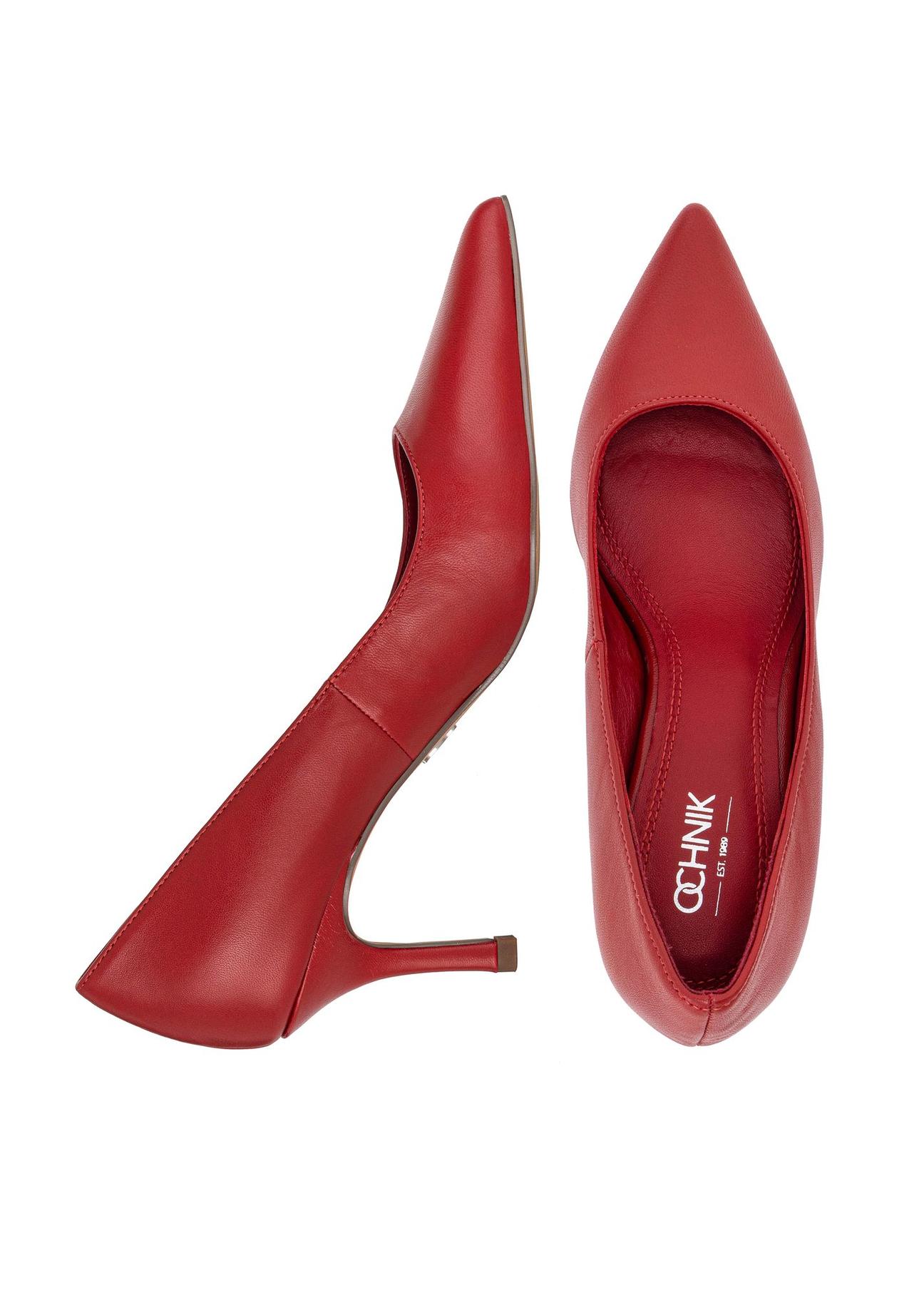 Red leather women's pumps BUTYD-1031-42(Z24)-08