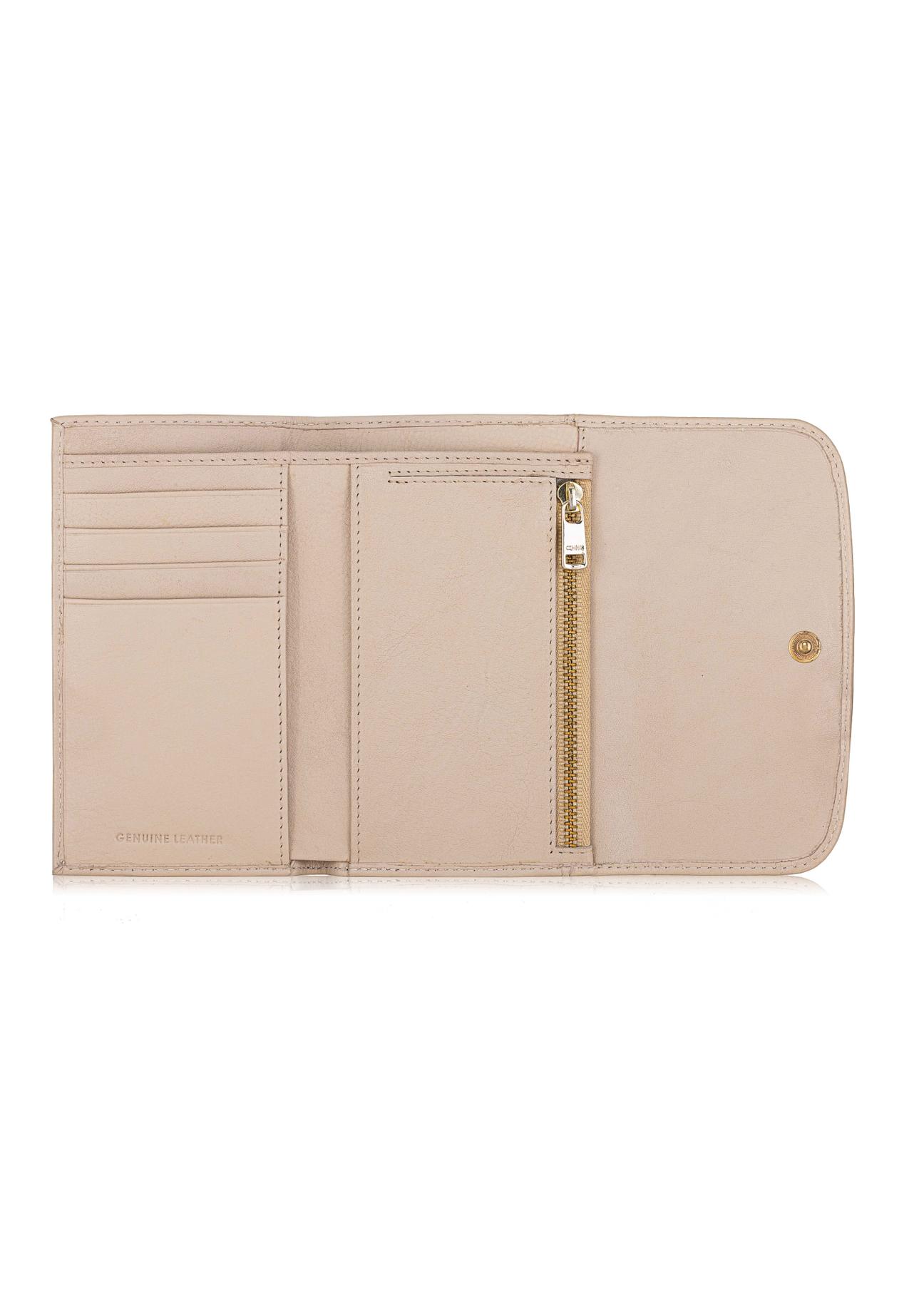 Women's cream leather wallet PORES-0848A-81(W23)-05