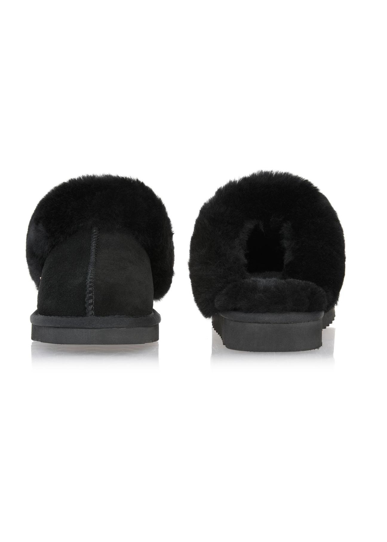 Black slip-on snow boot style slippers BUTYD-1137-99(Z24)-06