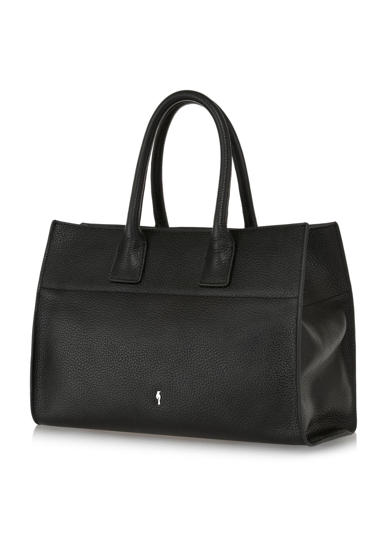 Women's black leather shopper bag TORES-1069-99(Z24)-03