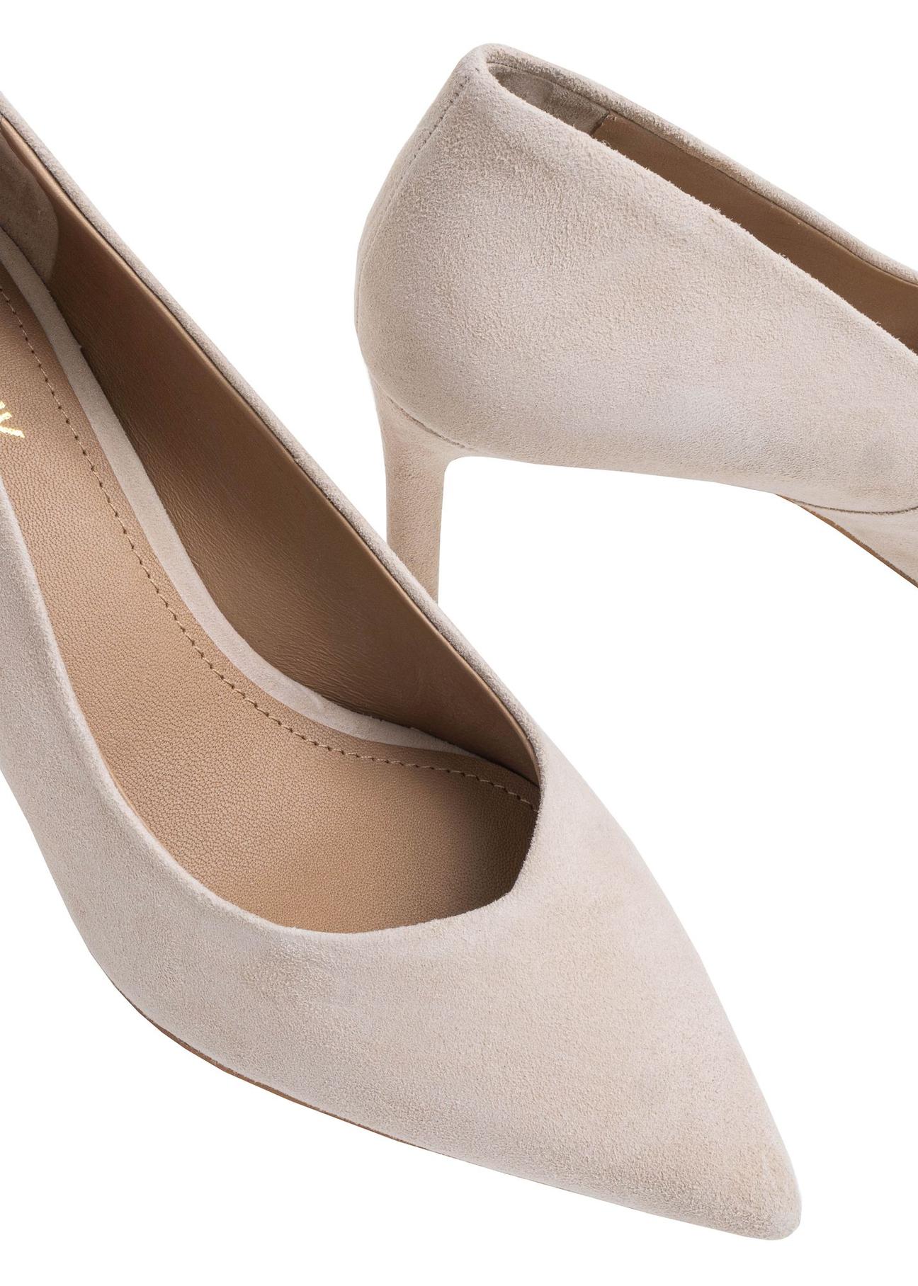 Beige leather heeled pumps BUTYD-0711A-80(W24)-06