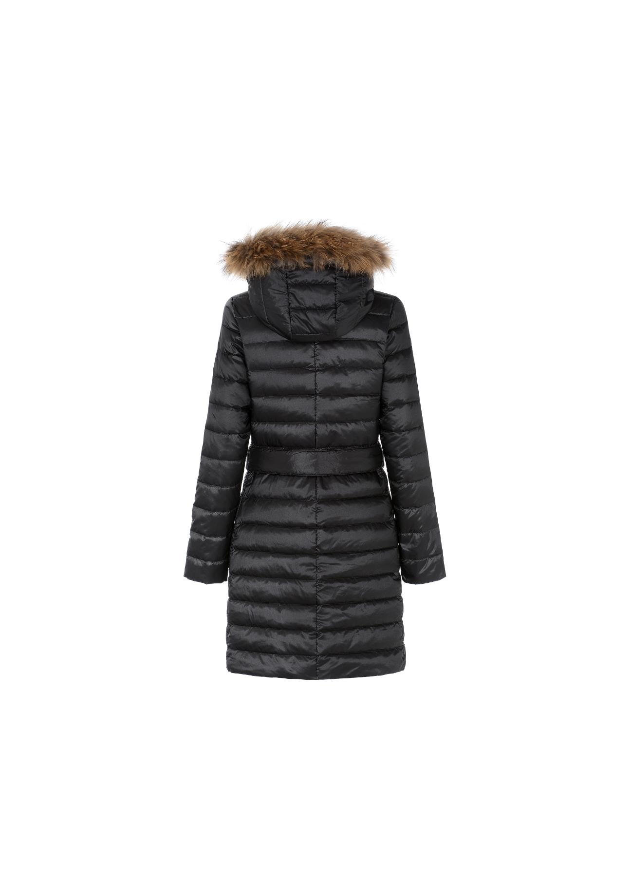 Women's black down jacket with hood KURDT-0131-99(Z20)-04