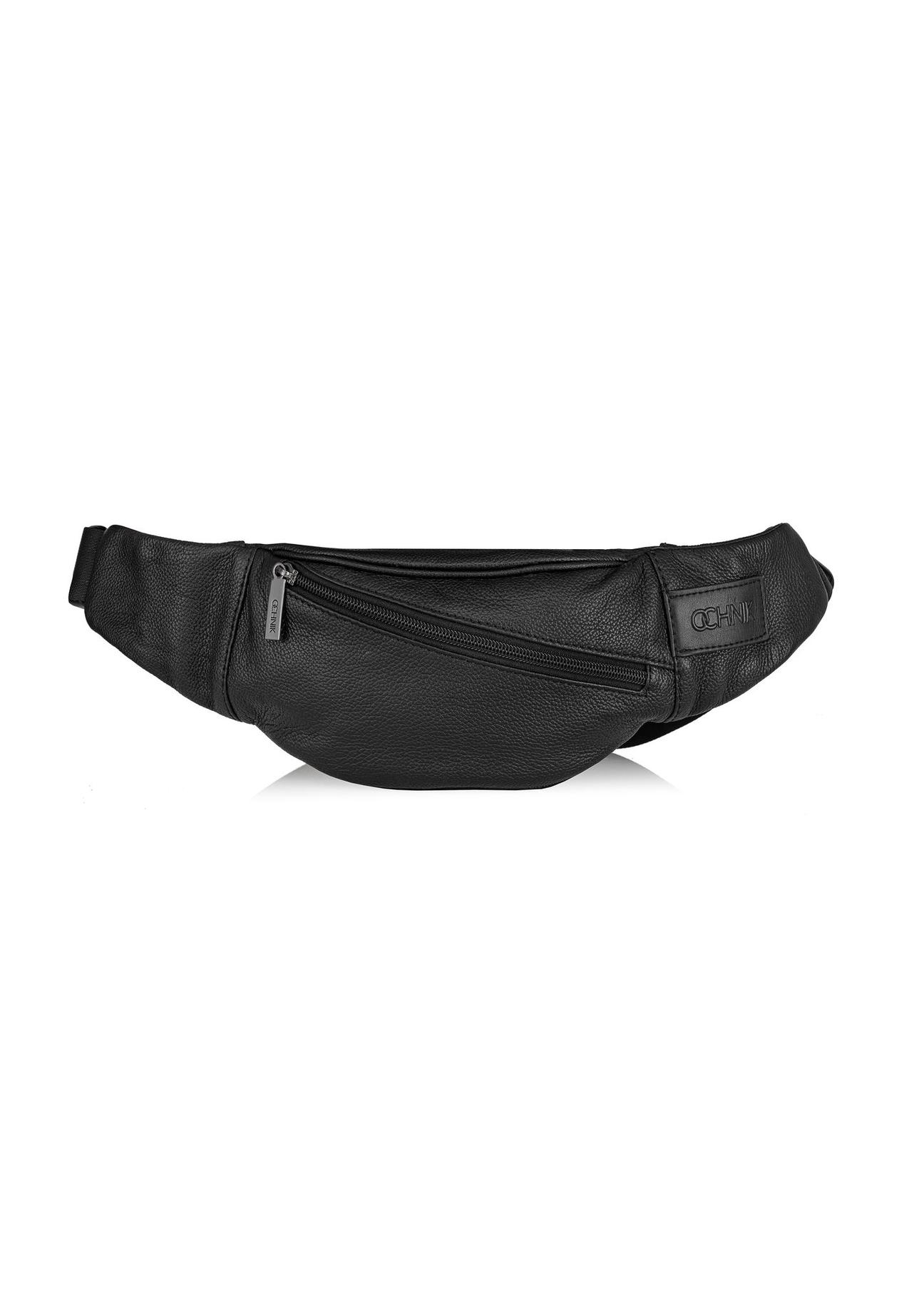 Black leather men's waist bag TORMS-0440-99(Z24)-02