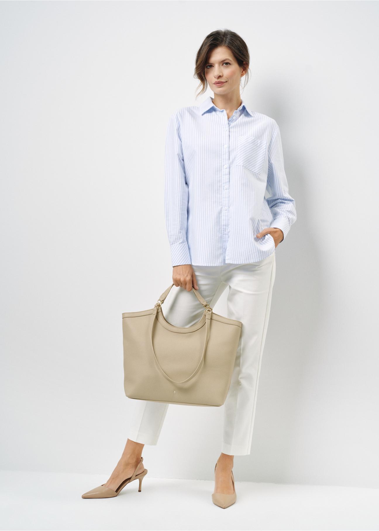 Beige imitation leather shopper bag TOREC-0871-81(W24)-02