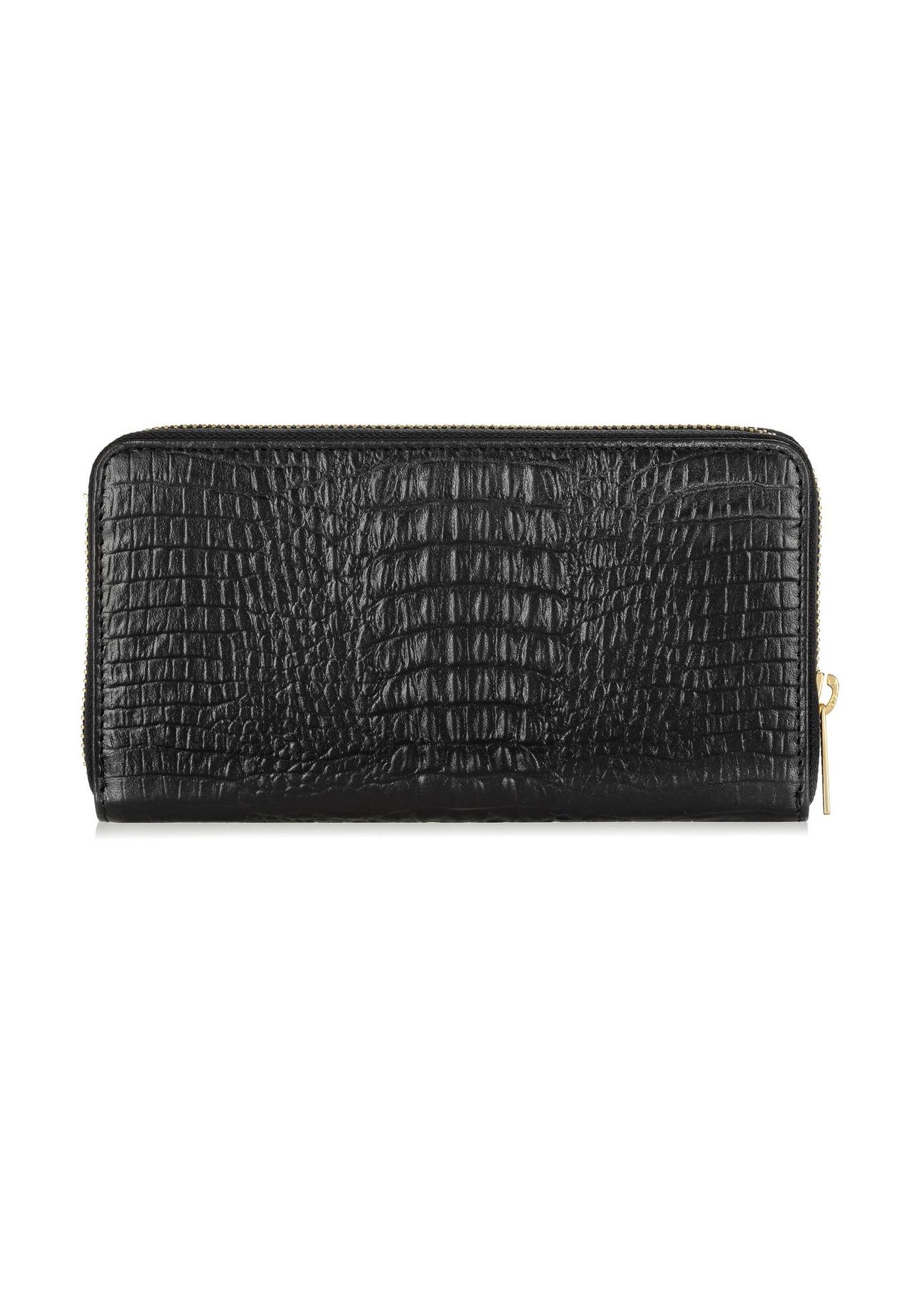 Large black leather women's wallet croco PORES-0905-97(W24)-04