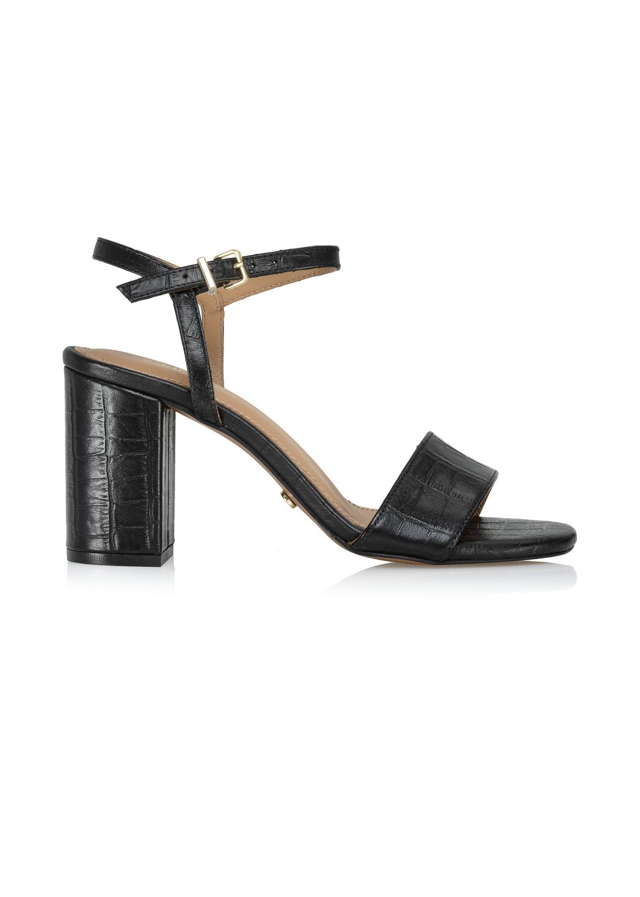 Black leather croco sandals on a low post BUTYD-1080-99(W24)-01