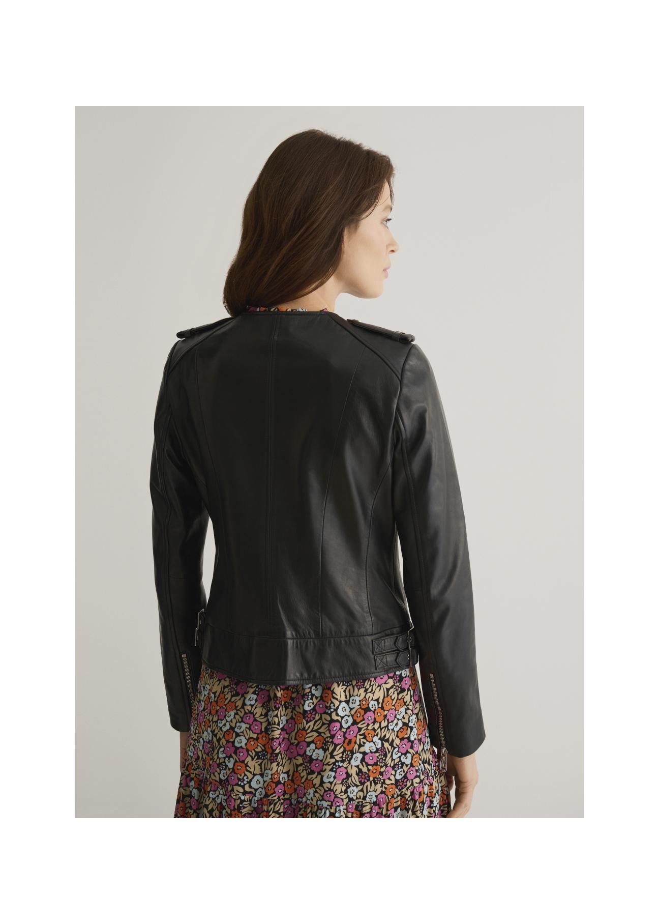 Women's classic black leather jacket KURDS-0366-5491(W22)-04