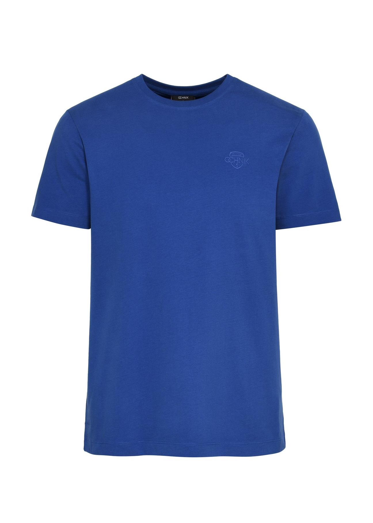 Blue basic men's t-shirt with logo TSHMT-0113-61(Z24)-01