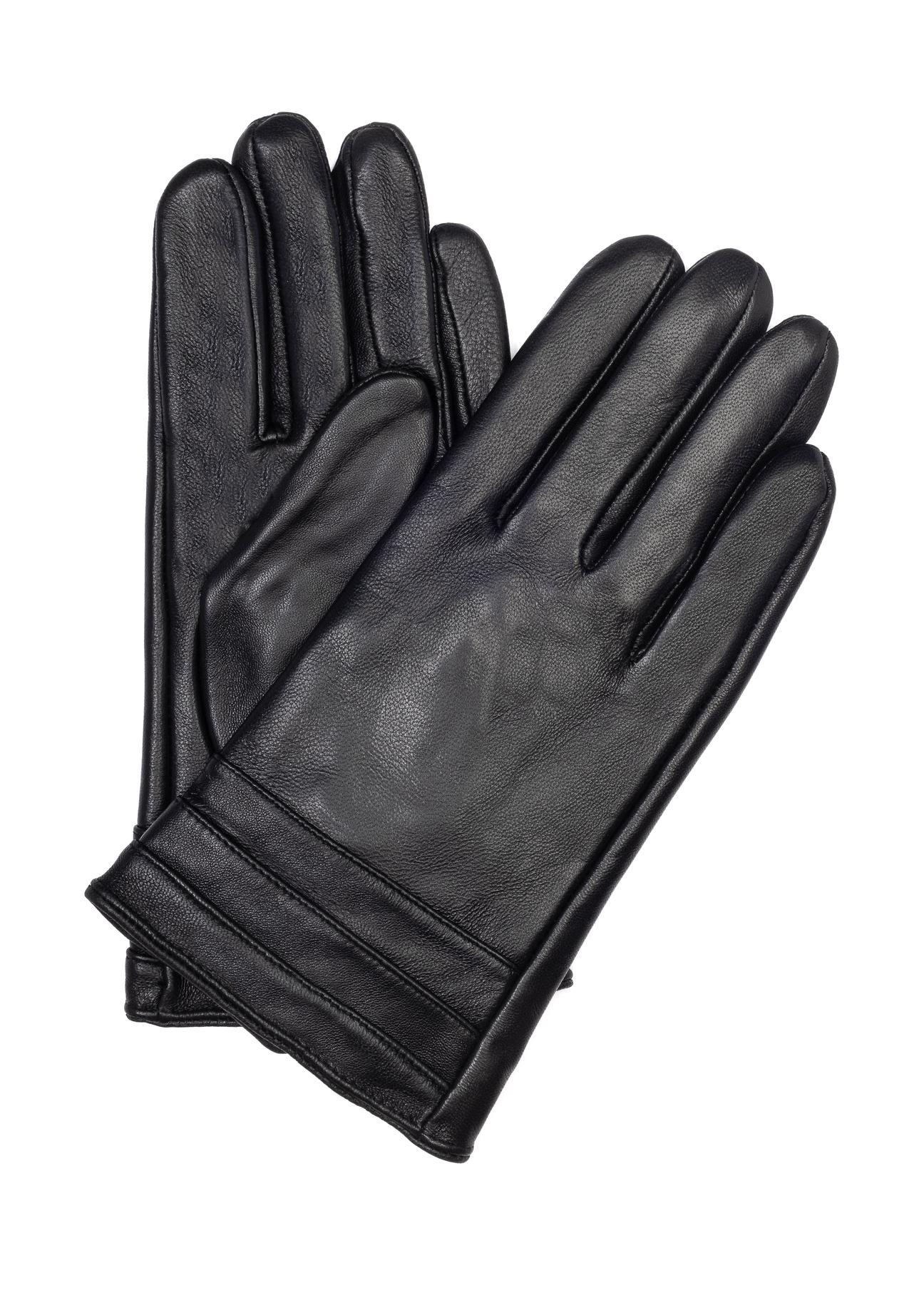 Men's leather gloves with stitching REKMS-0003-99(Z24)