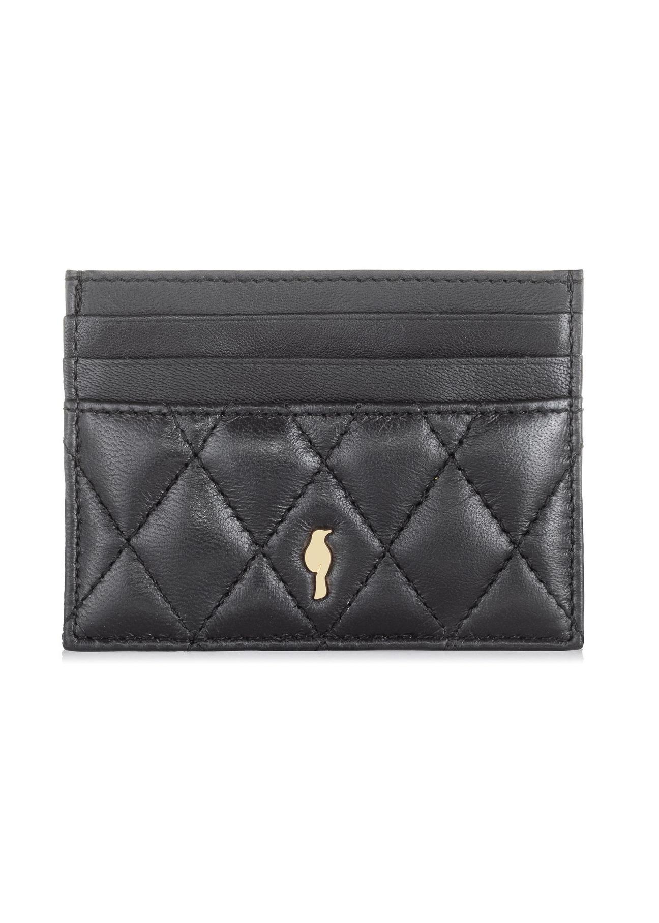 Black leather quilted card case PORES-0856-99(W23)-01