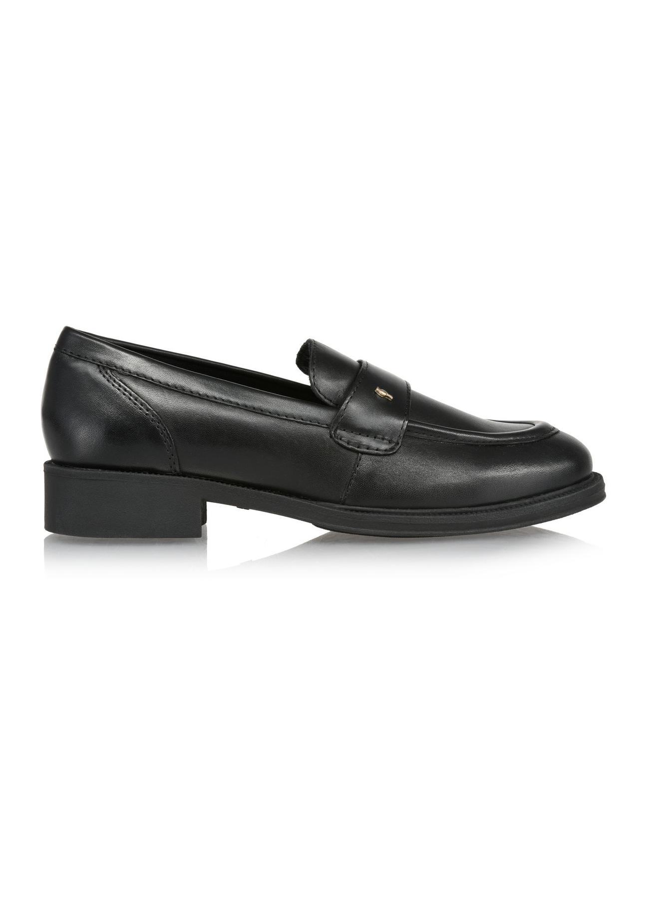 Black leather women's loafers BUTYD-1117-99(Z24)-01