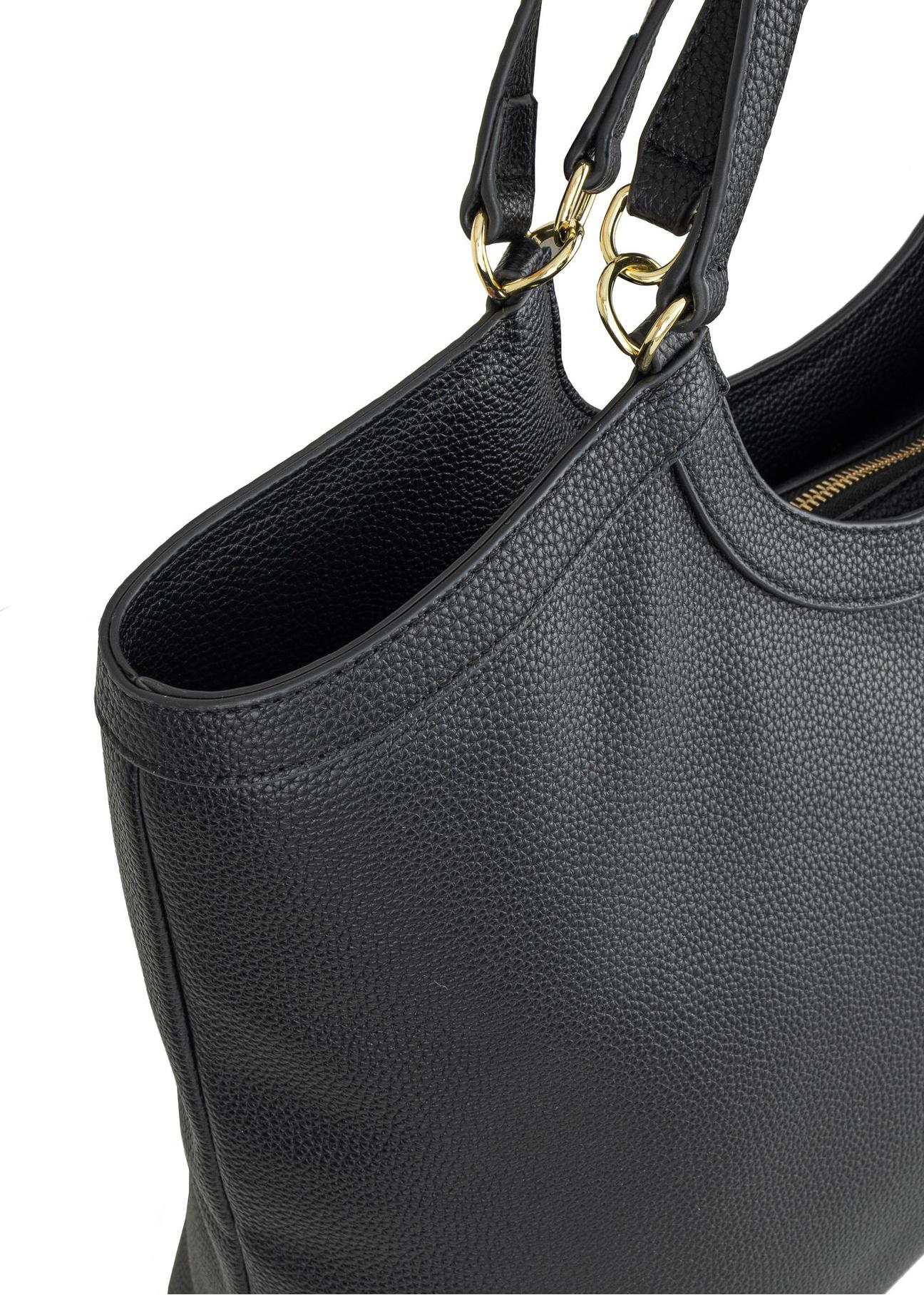 Black imitation leather shopper bag TOREC-0871-99(W24)-06