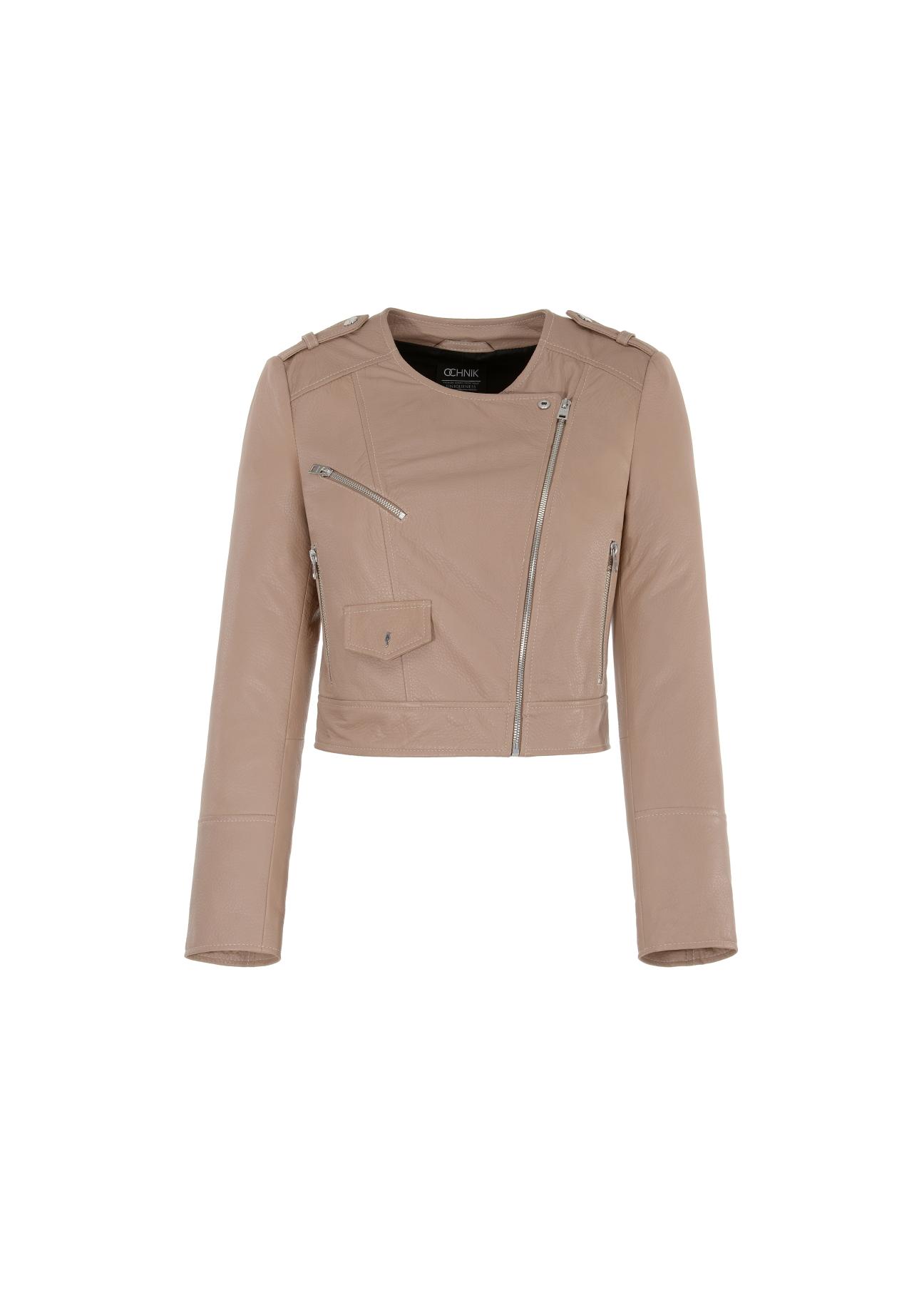 Beige leather women's ramon jacket KURDS-0353-1191(W22)-03