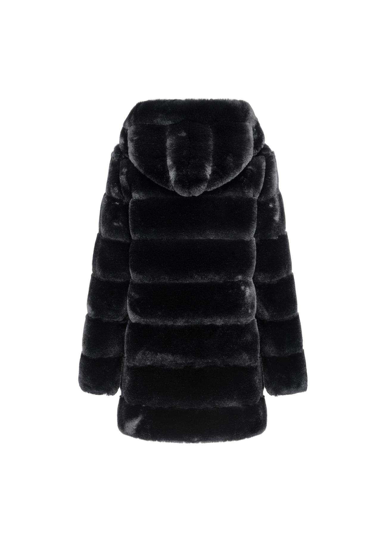 Women's artificial fur coat with hood FUTDP-0001-99(Z21)-03