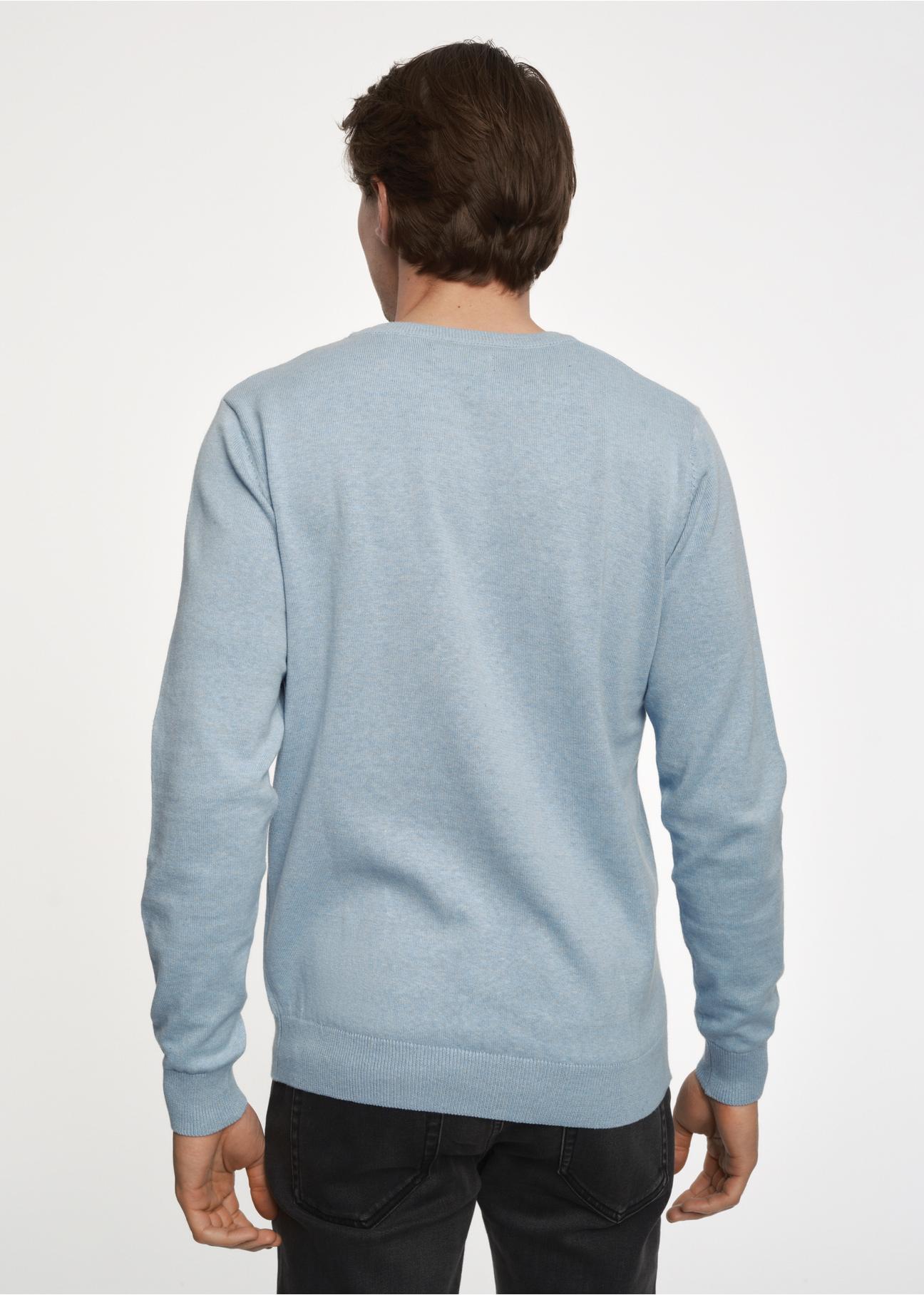 Light blue men's sweater with logo SWEMT-0114-60(Z23)-03